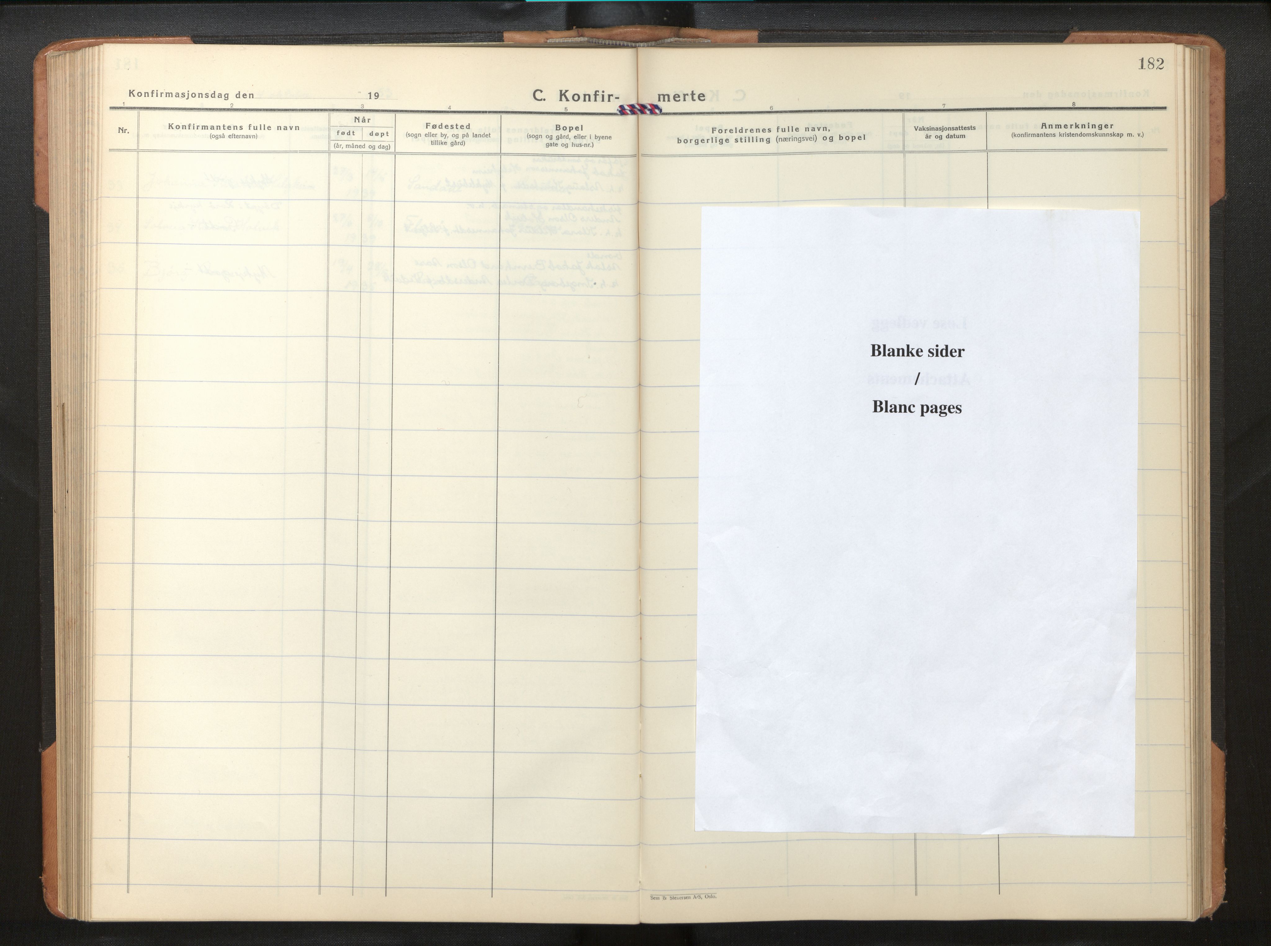 Gloppen sokneprestembete, AV/SAB-A-80101/H/Hab/Habb/L0005: Parish register (copy) no. B 5, 1931-1953, p. 181b-182a