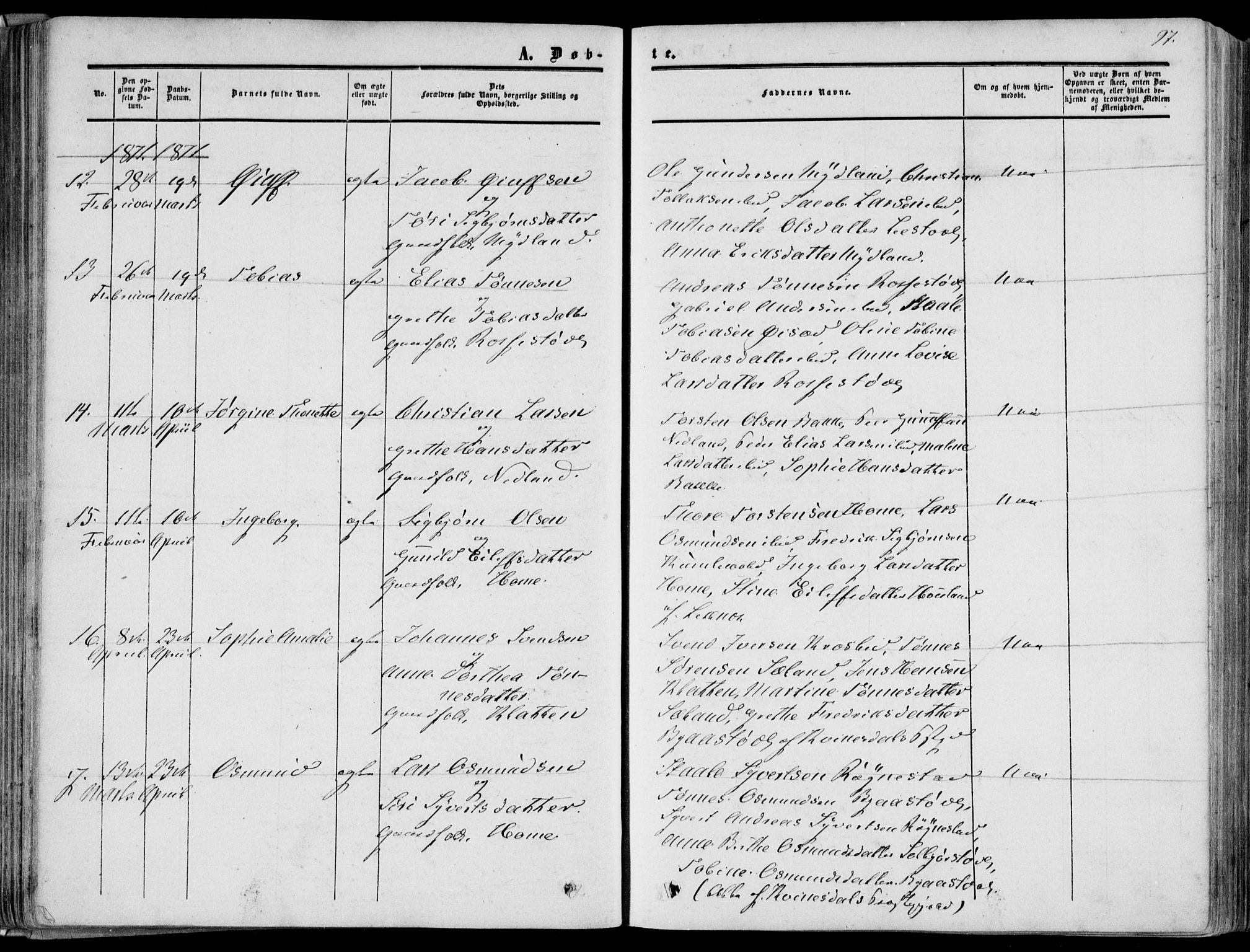 Bakke sokneprestkontor, AV/SAK-1111-0002/F/Fa/Fab/L0002: Parish register (official) no. A 2, 1855-1884, p. 97