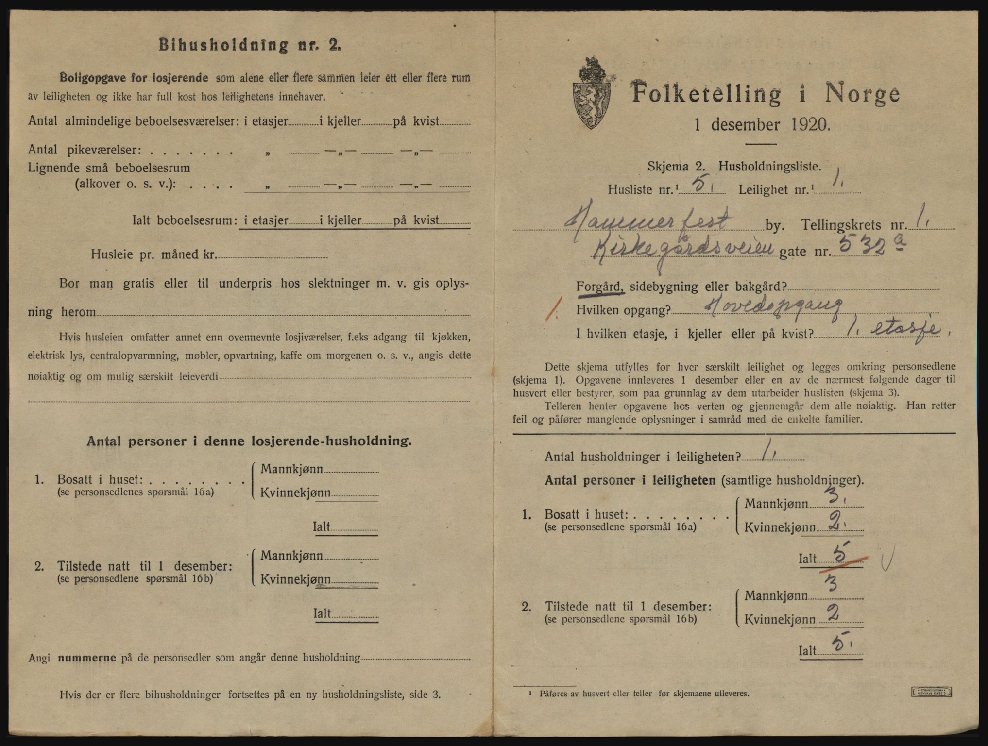 SATØ, 1920 census for Hammerfest, 1920, p. 1040