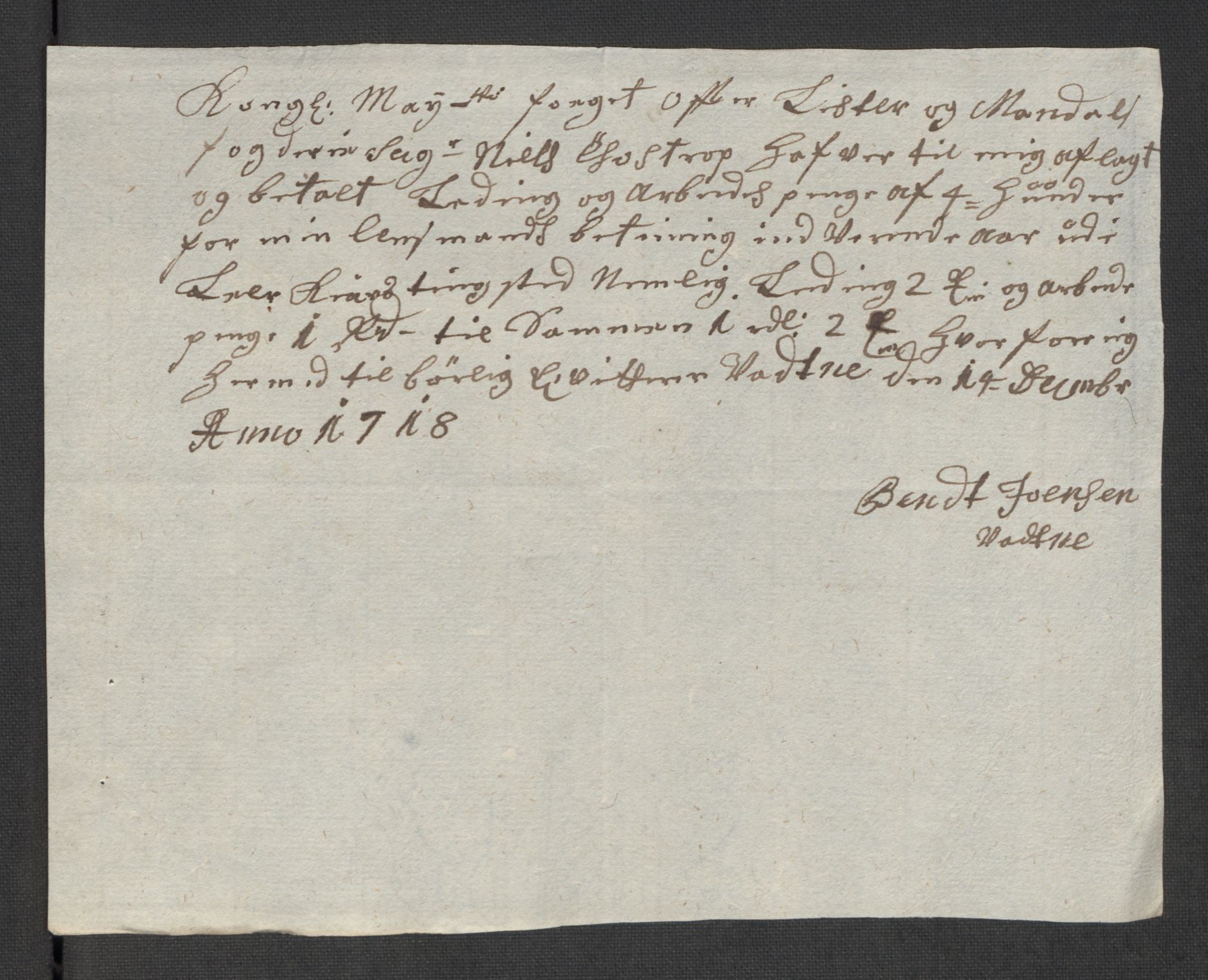 Rentekammeret inntil 1814, Reviderte regnskaper, Fogderegnskap, RA/EA-4092/R43/L2563: Fogderegnskap Lista og Mandal, 1718, p. 361