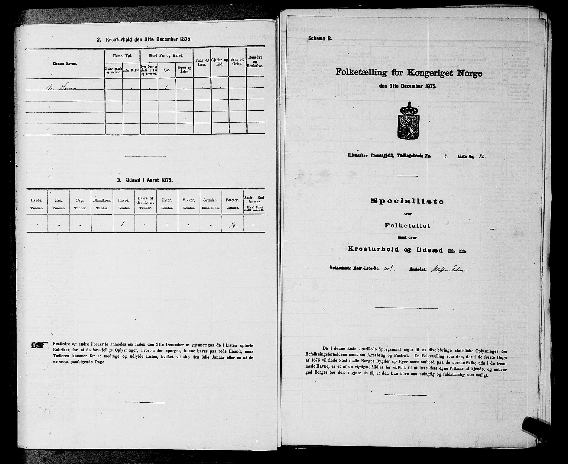 RA, 1875 census for 0235P Ullensaker, 1875, p. 321