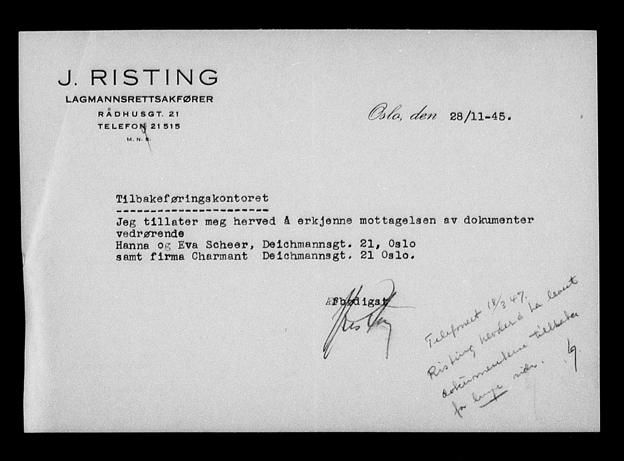 Justisdepartementet, Tilbakeføringskontoret for inndratte formuer, RA/S-1564/H/Hc/Hcc/L0978: --, 1945-1947, p. 297