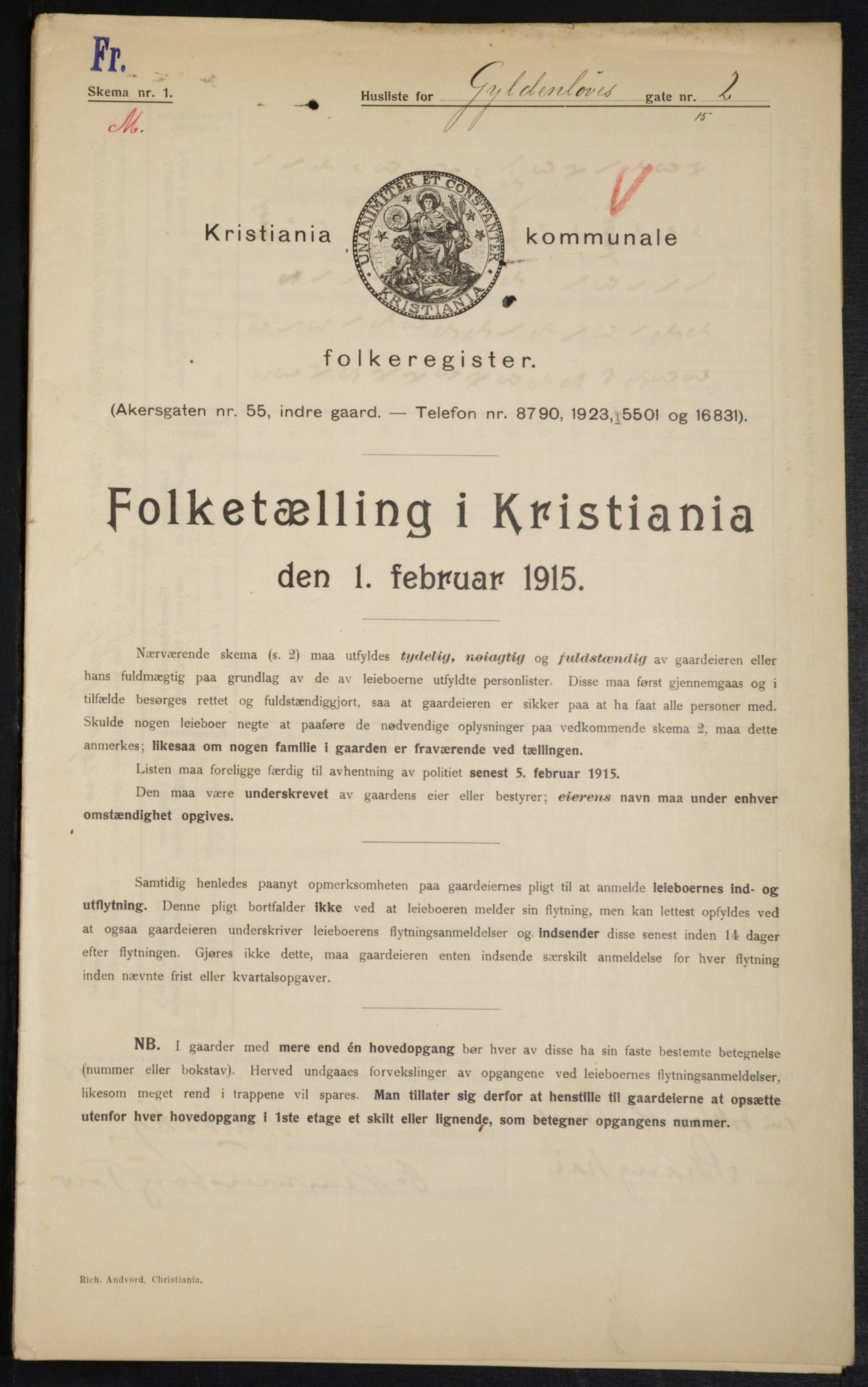 OBA, Municipal Census 1915 for Kristiania, 1915, p. 32055