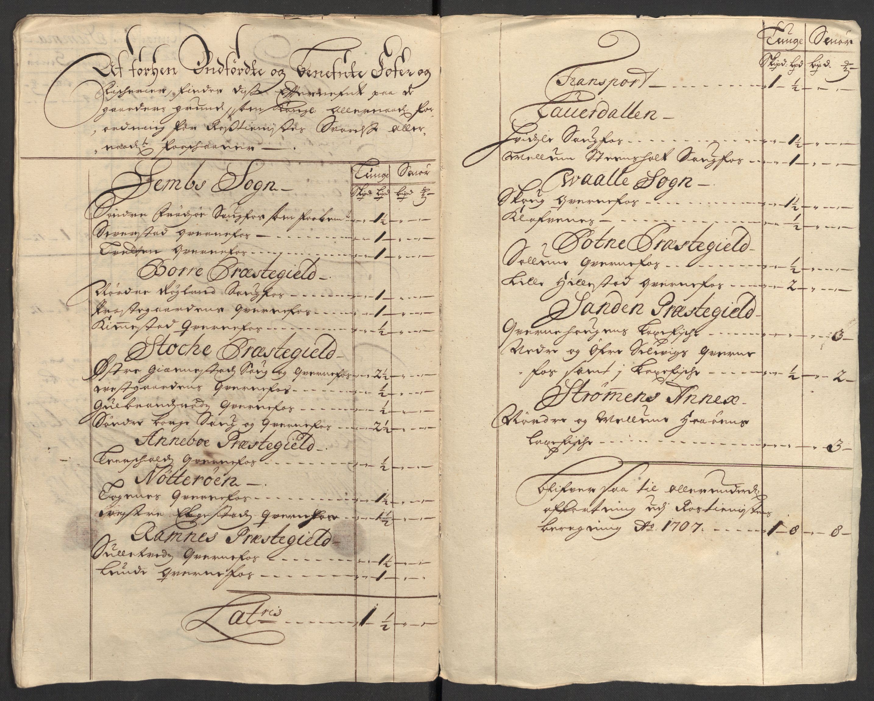 Rentekammeret inntil 1814, Reviderte regnskaper, Fogderegnskap, RA/EA-4092/R32/L1872: Fogderegnskap Jarlsberg grevskap, 1706-1707, p. 397