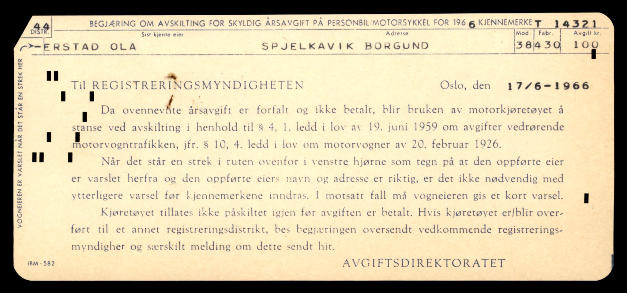 Møre og Romsdal vegkontor - Ålesund trafikkstasjon, AV/SAT-A-4099/F/Fe/L0045: Registreringskort for kjøretøy T 14320 - T 14444, 1927-1998, p. 33