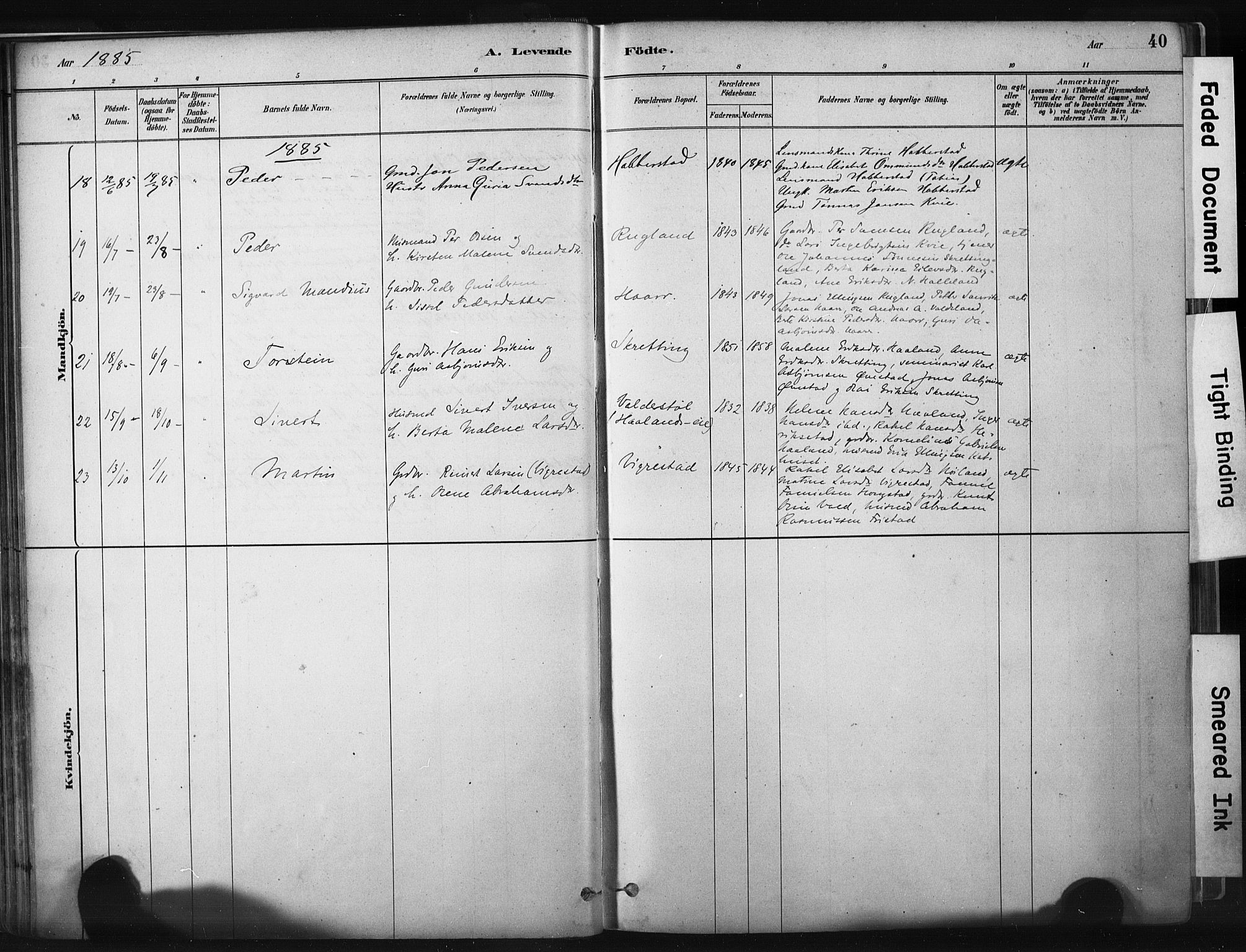 Hå sokneprestkontor, AV/SAST-A-101801/001/30BA/L0011: Parish register (official) no. A 10, 1879-1900, p. 40