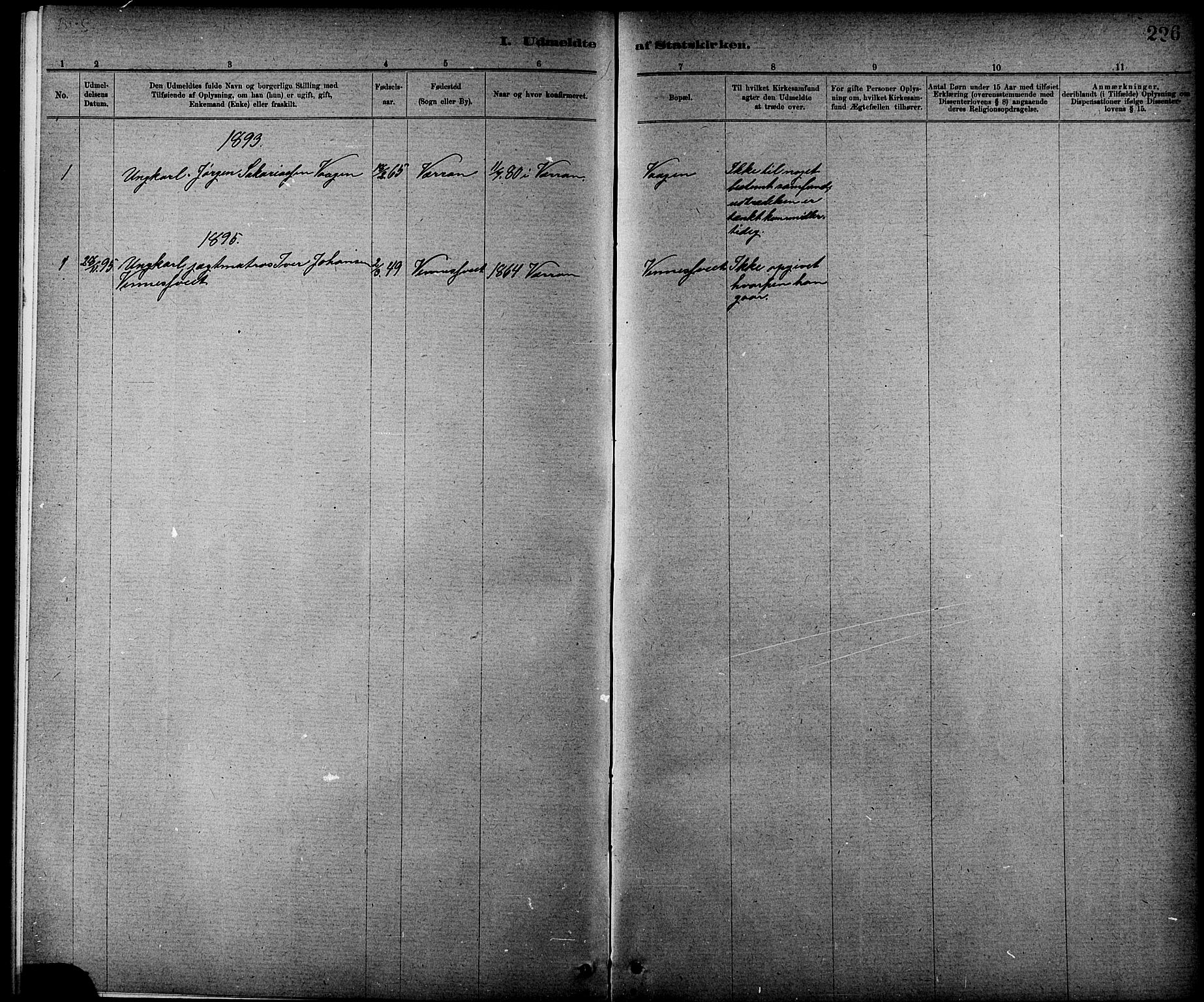 Ministerialprotokoller, klokkerbøker og fødselsregistre - Nord-Trøndelag, SAT/A-1458/744/L0423: Parish register (copy) no. 744C02, 1886-1905, p. 226
