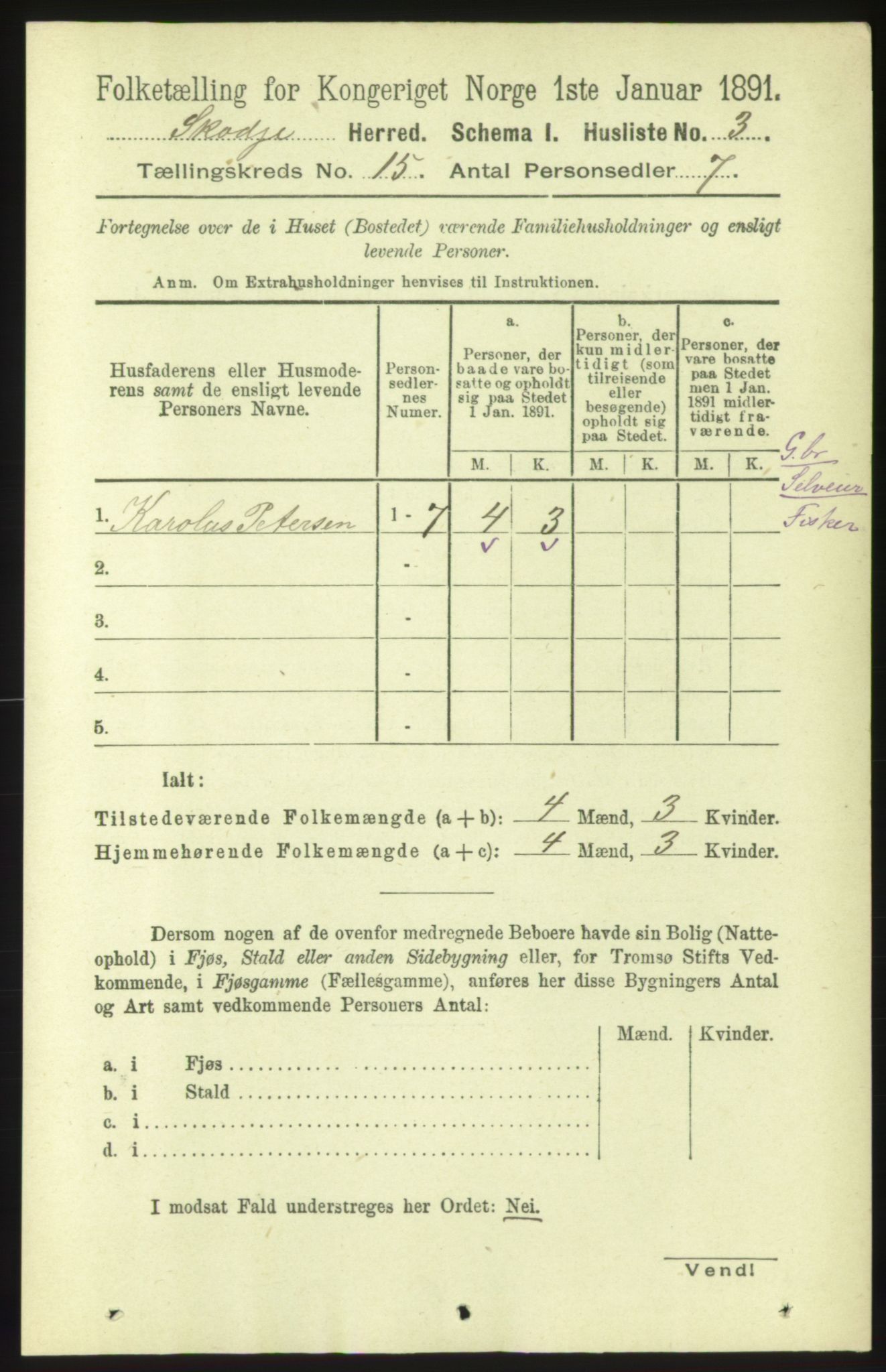 RA, 1891 census for 1529 Skodje, 1891, p. 3189