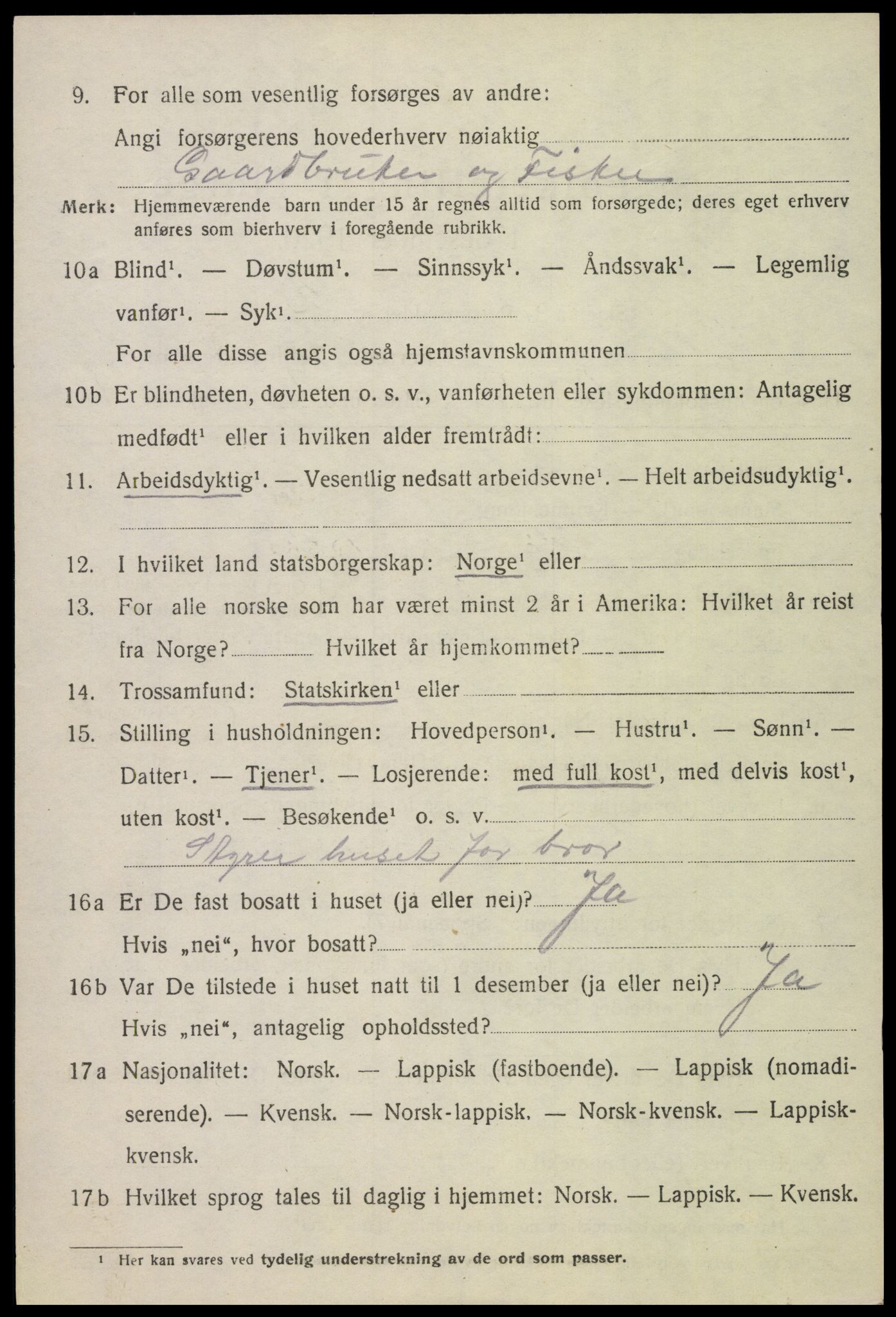 SAT, 1920 census for Gimsøy, 1920, p. 3568