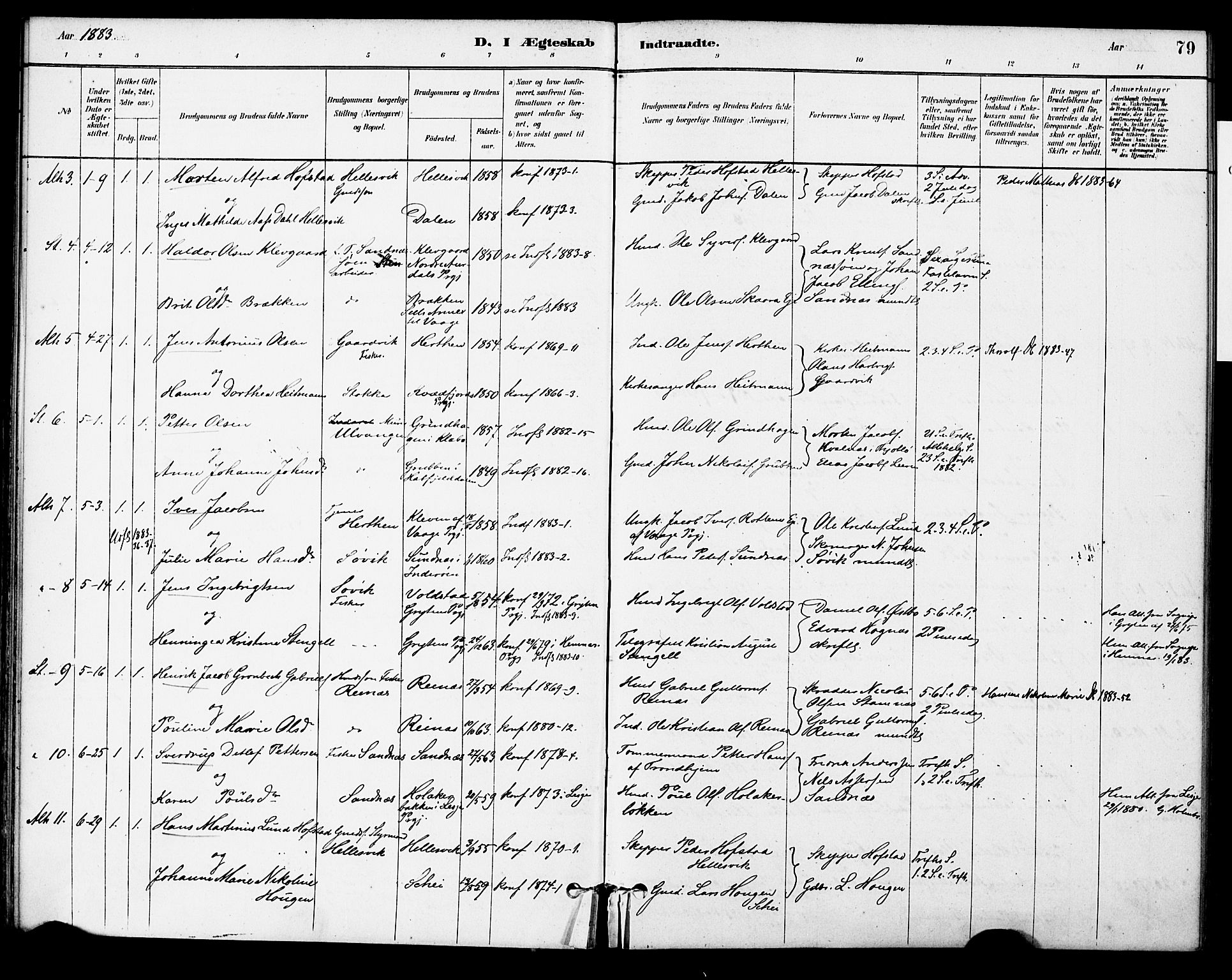 Ministerialprotokoller, klokkerbøker og fødselsregistre - Nordland, AV/SAT-A-1459/830/L0450: Parish register (official) no. 830A14, 1879-1896, p. 79