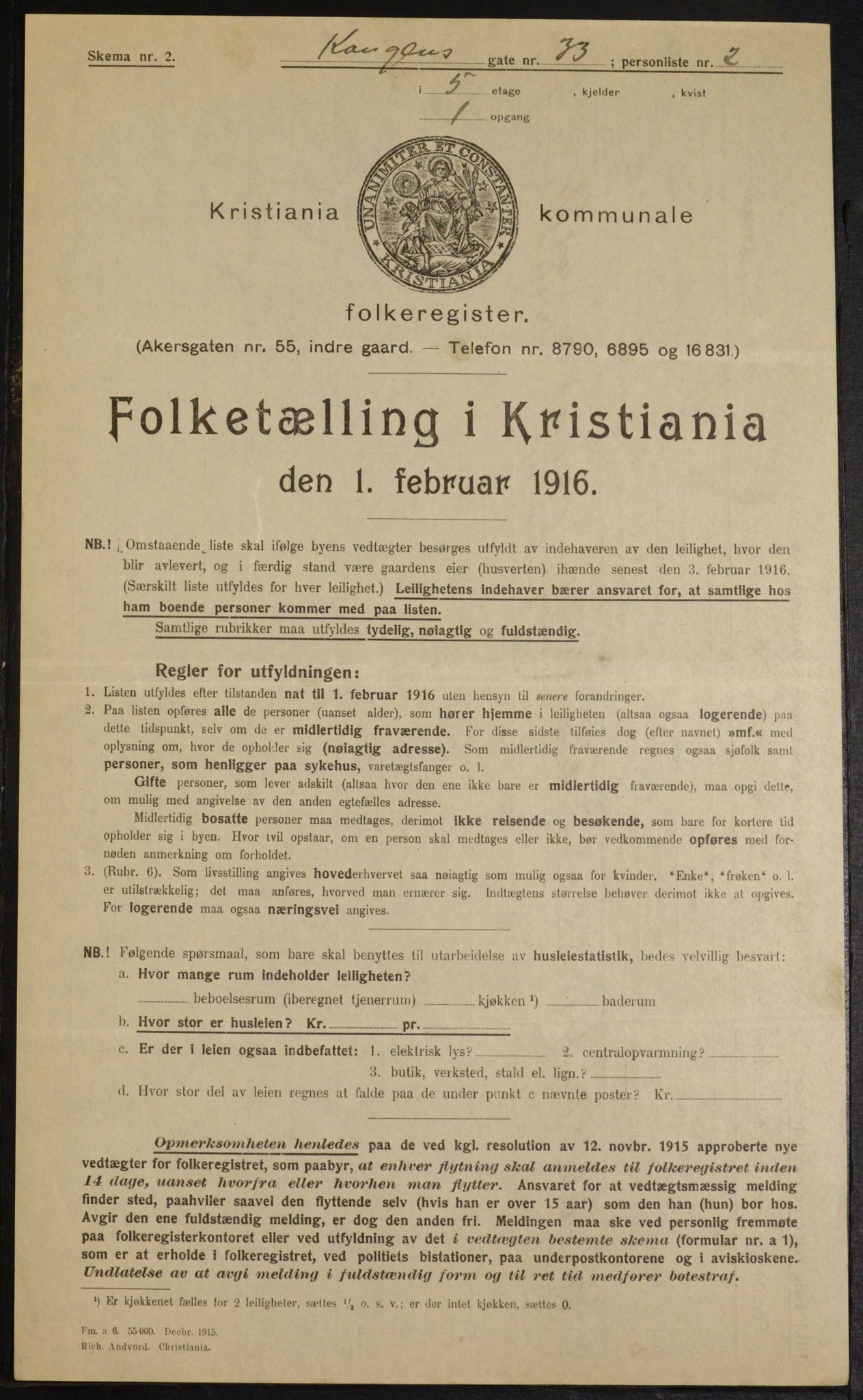 OBA, Municipal Census 1916 for Kristiania, 1916, p. 53758