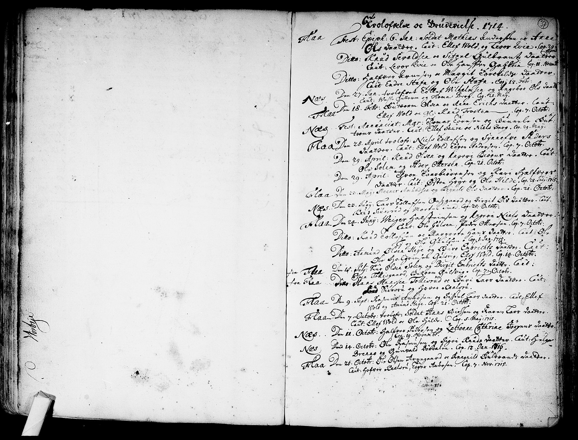 Nes kirkebøker, SAKO/A-236/F/Fa/L0002: Parish register (official) no. 2, 1707-1759, p. 37