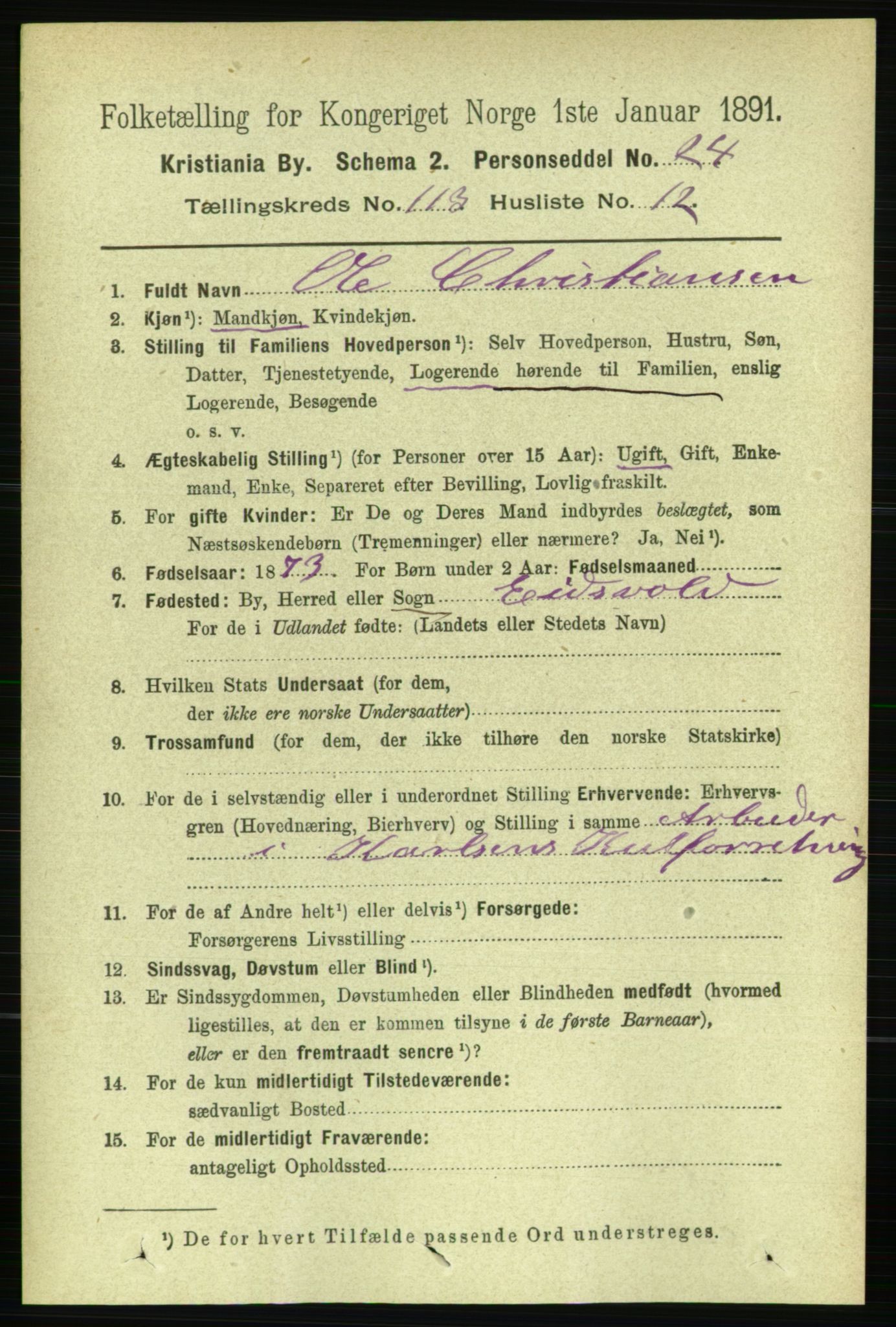 RA, 1891 census for 0301 Kristiania, 1891, p. 60366