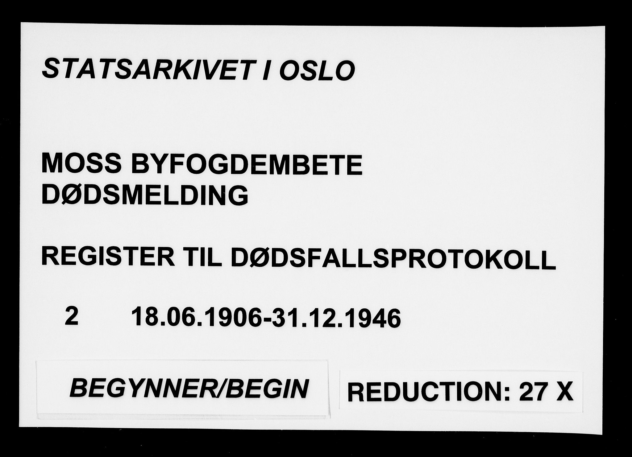 Moss byfogd, AV/SAO-A-10863/H/Ha/Haa/L0002: Dødsfallsregister, 1906-1946