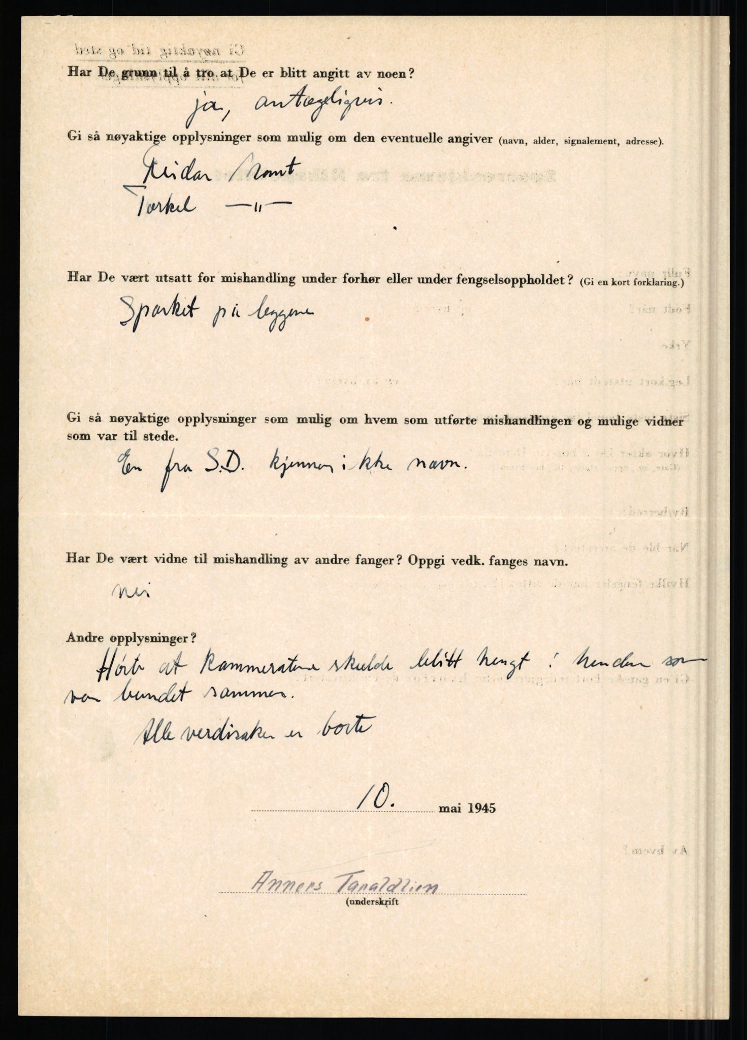 Rikspolitisjefen, AV/RA-S-1560/L/L0016: Sti, Lauritz - Tettum, Karl August, 1940-1945, p. 1014