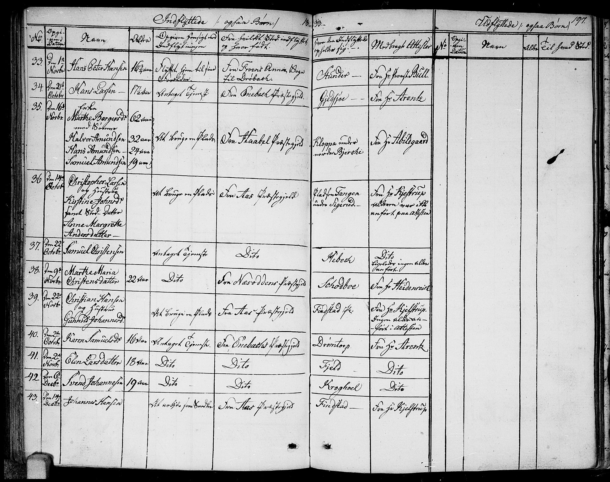 Kråkstad prestekontor Kirkebøker, AV/SAO-A-10125a/F/Fa/L0004: Parish register (official) no. I 4, 1825-1837, p. 197