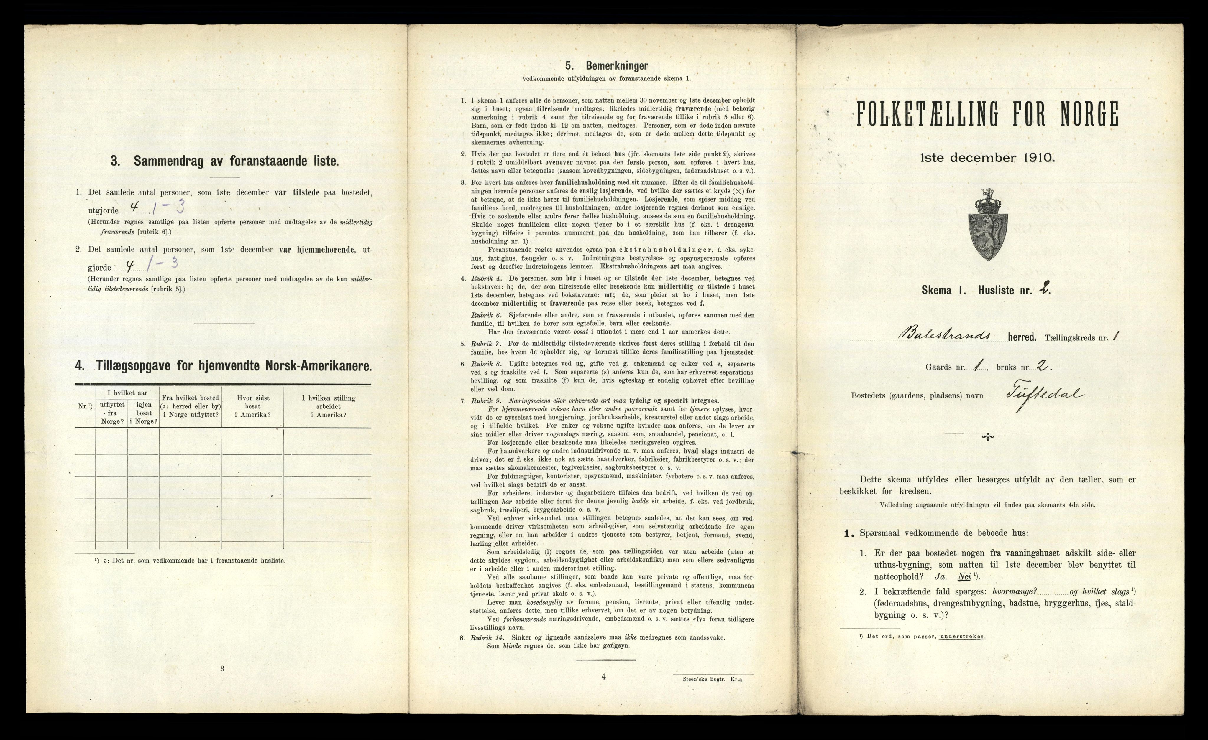 RA, 1910 census for Balestrand, 1910, p. 50