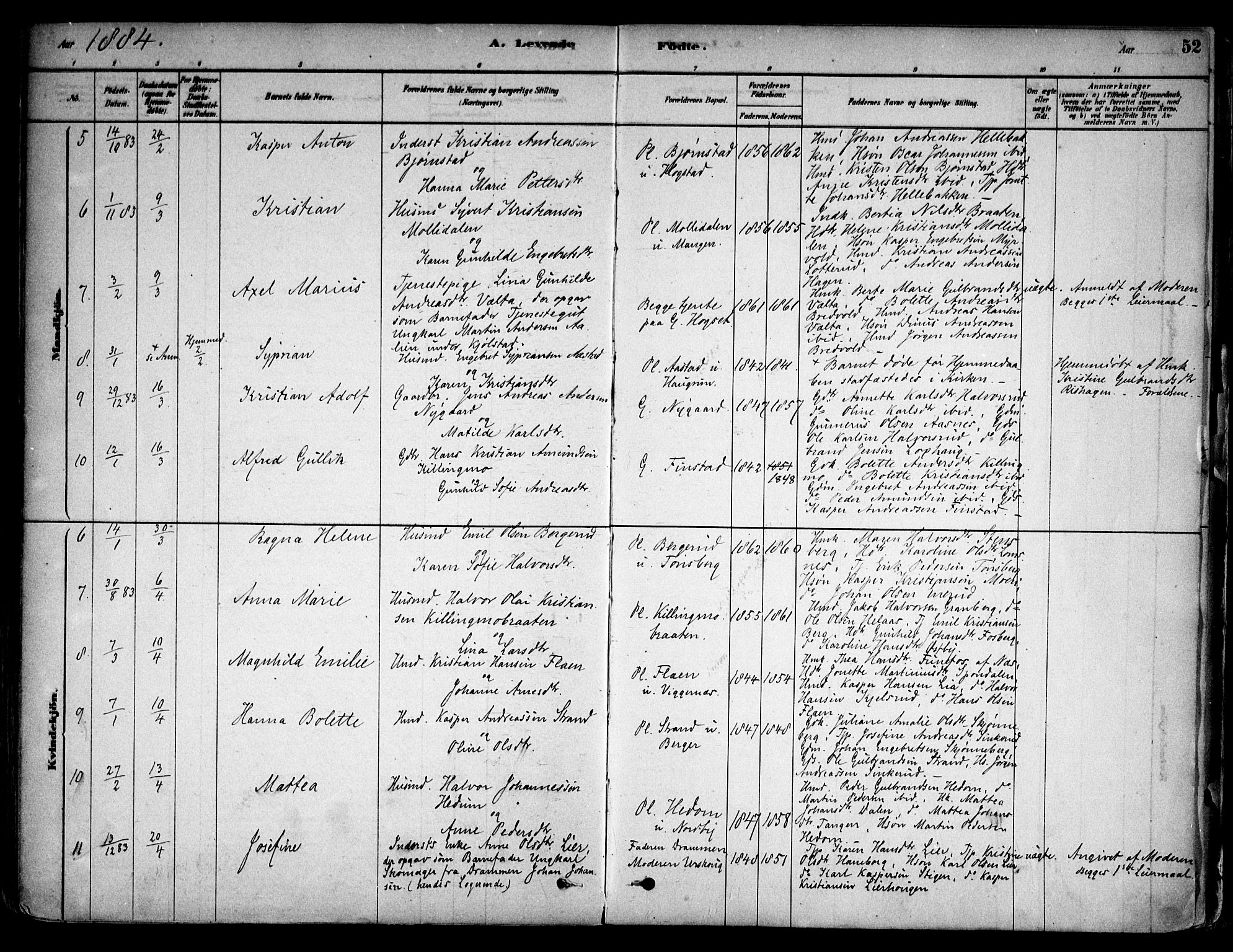 Aurskog prestekontor Kirkebøker, AV/SAO-A-10304a/F/Fa/L0008: Parish register (official) no. I 8, 1878-1937, p. 52