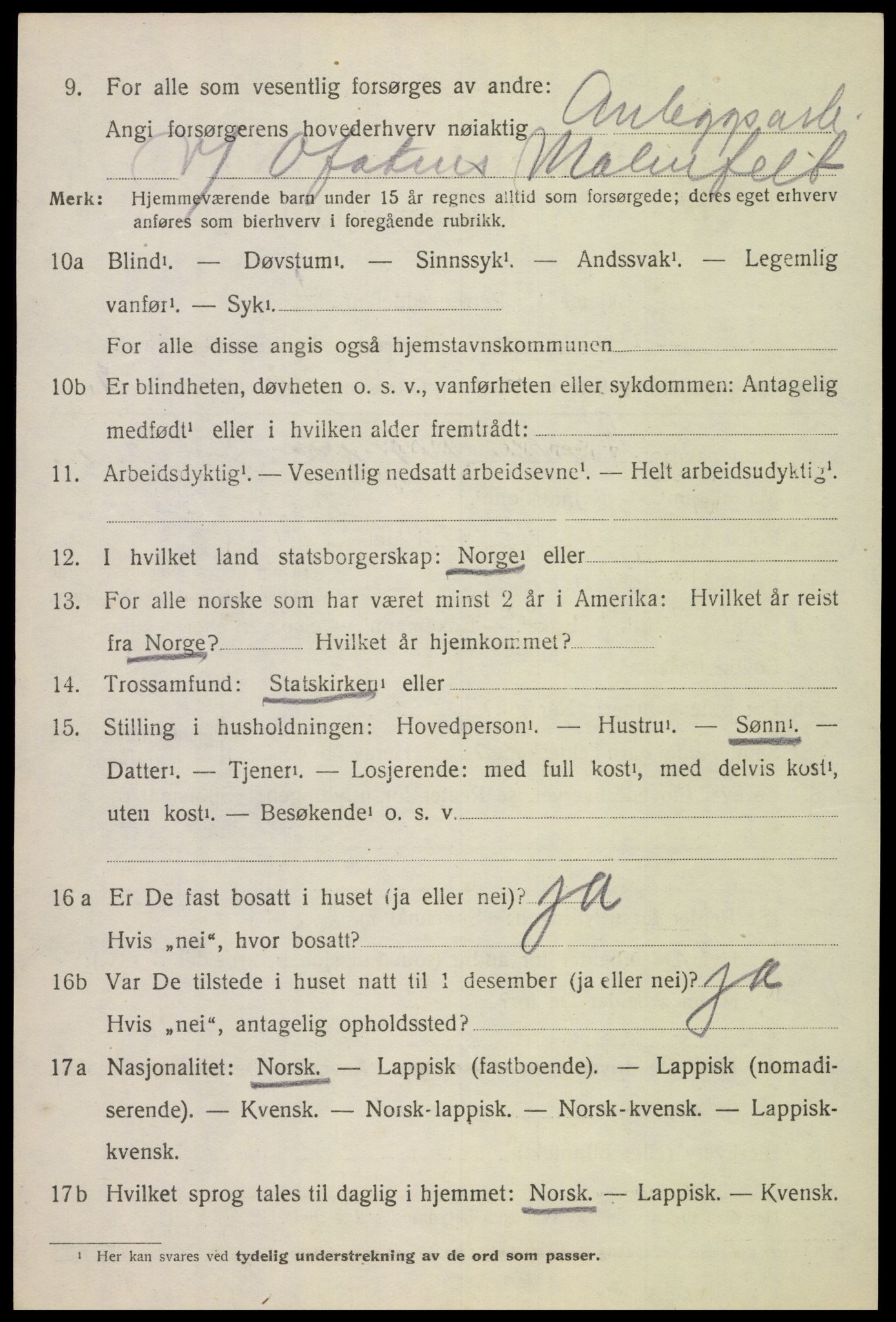 SAT, 1920 census for Evenes, 1920, p. 7035