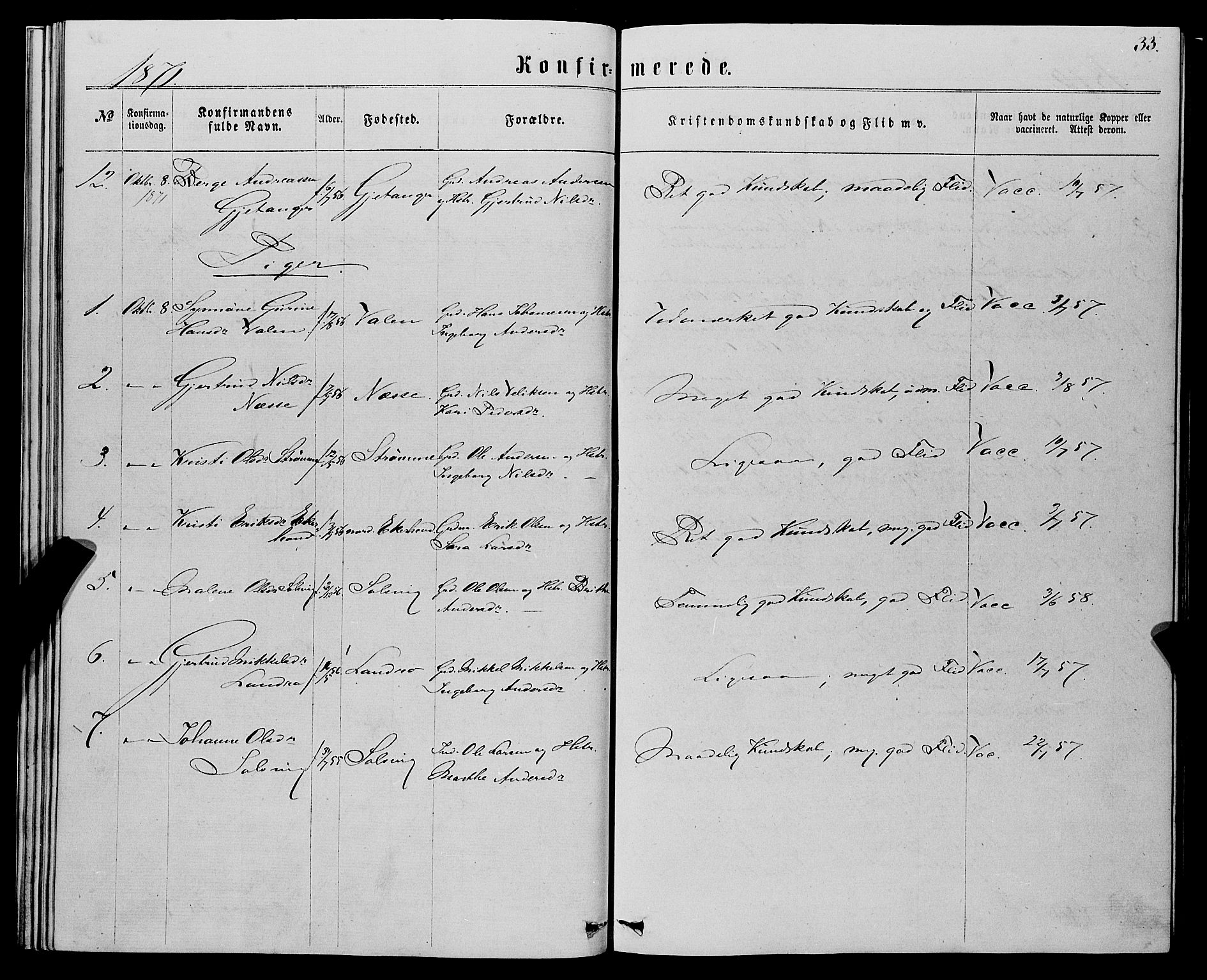 Fjell sokneprestembete, SAB/A-75301/H/Haa: Parish register (official) no. A 5, 1864-1877, p. 33