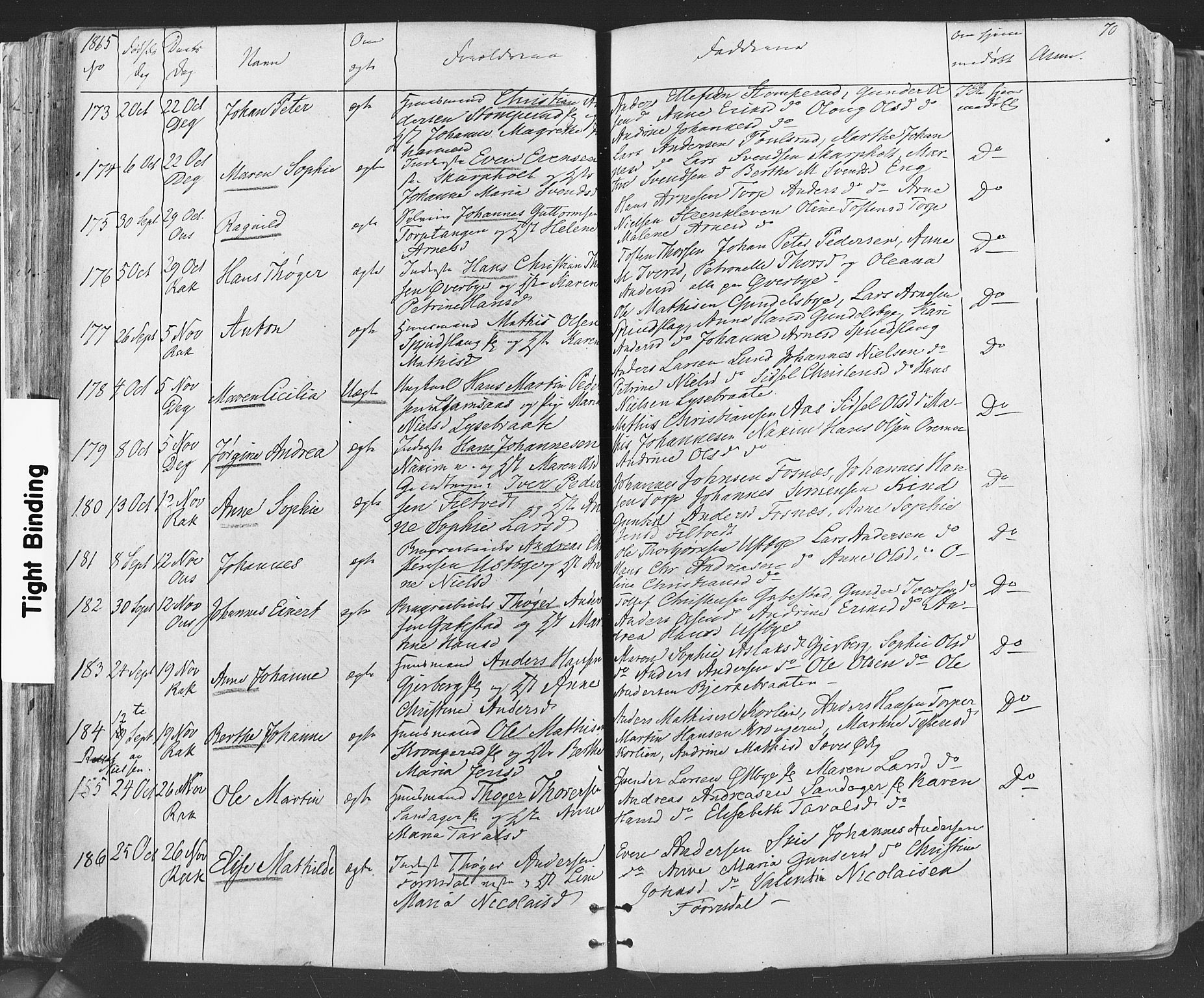 Rakkestad prestekontor Kirkebøker, AV/SAO-A-2008/F/Fa/L0011: Parish register (official) no. I 11, 1862-1877, p. 70