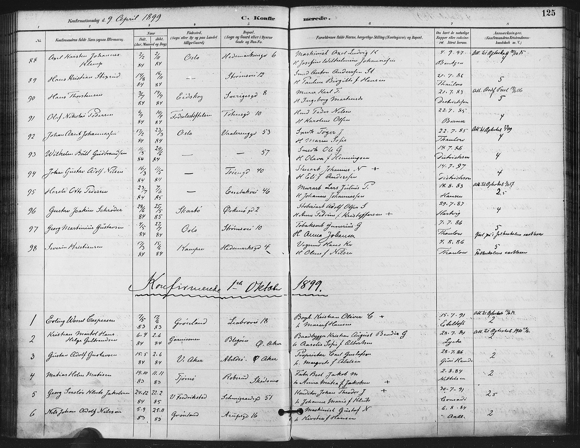 Gamlebyen prestekontor Kirkebøker, AV/SAO-A-10884/F/Fa/L0008: Parish register (official) no. 8, 1891-1908, p. 125