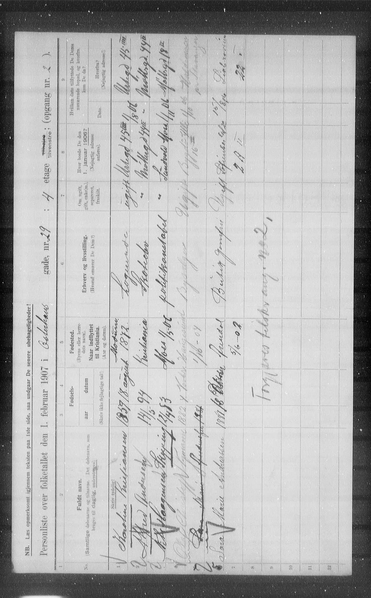 OBA, Municipal Census 1907 for Kristiania, 1907, p. 39801