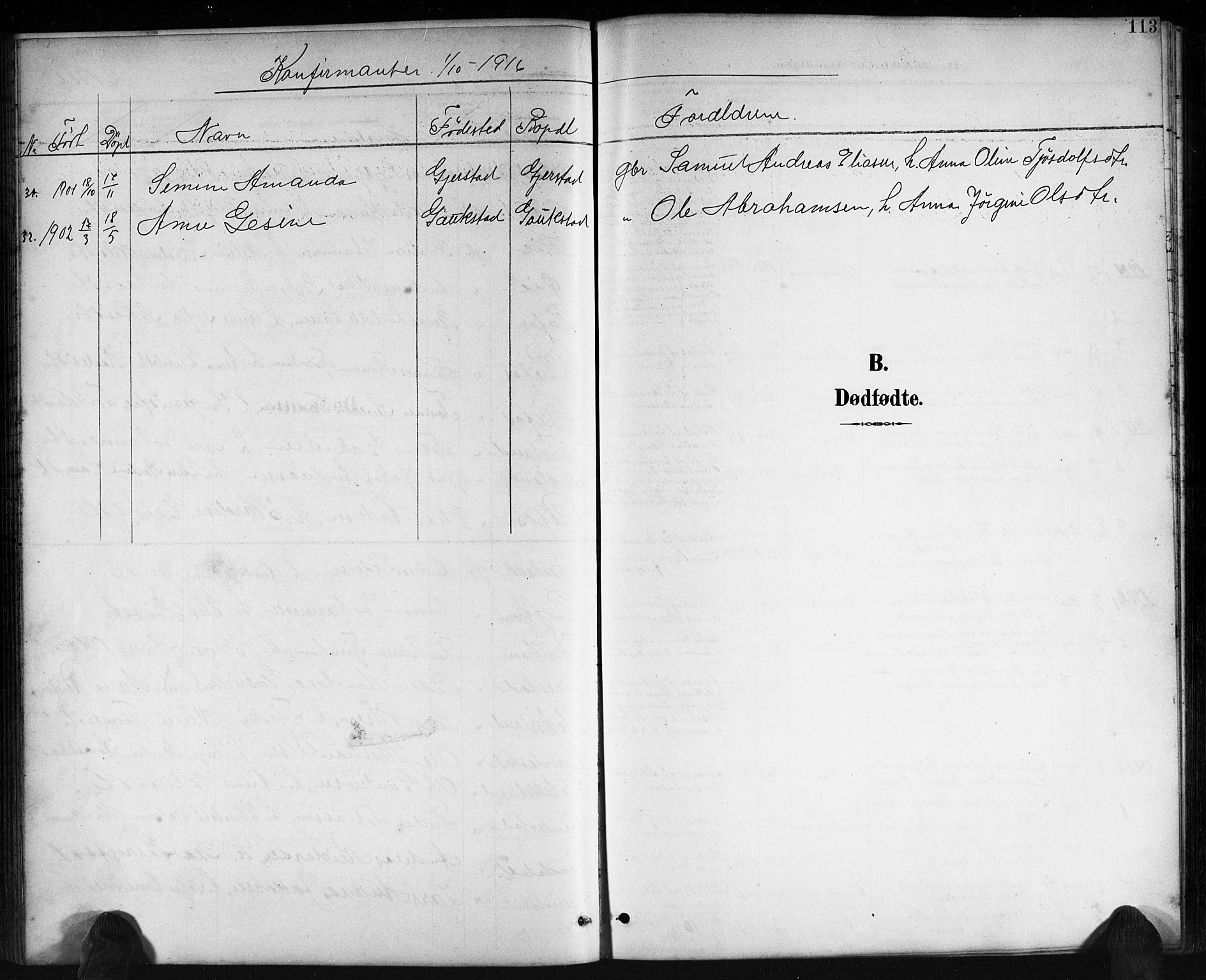 Kvinesdal sokneprestkontor, SAK/1111-0026/F/Fb/Fbb/L0003: Parish register (copy) no. B 3, 1898-1916, p. 113