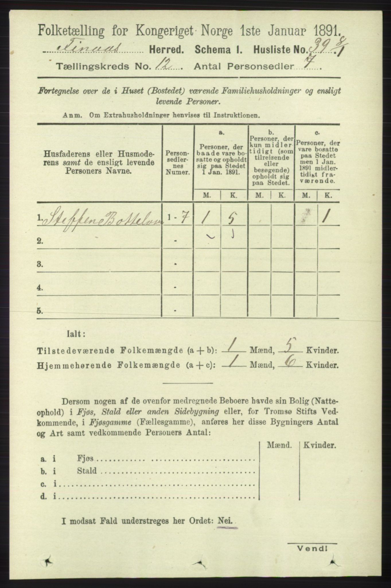 RA, 1891 census for 1218 Finnås, 1891, p. 5282