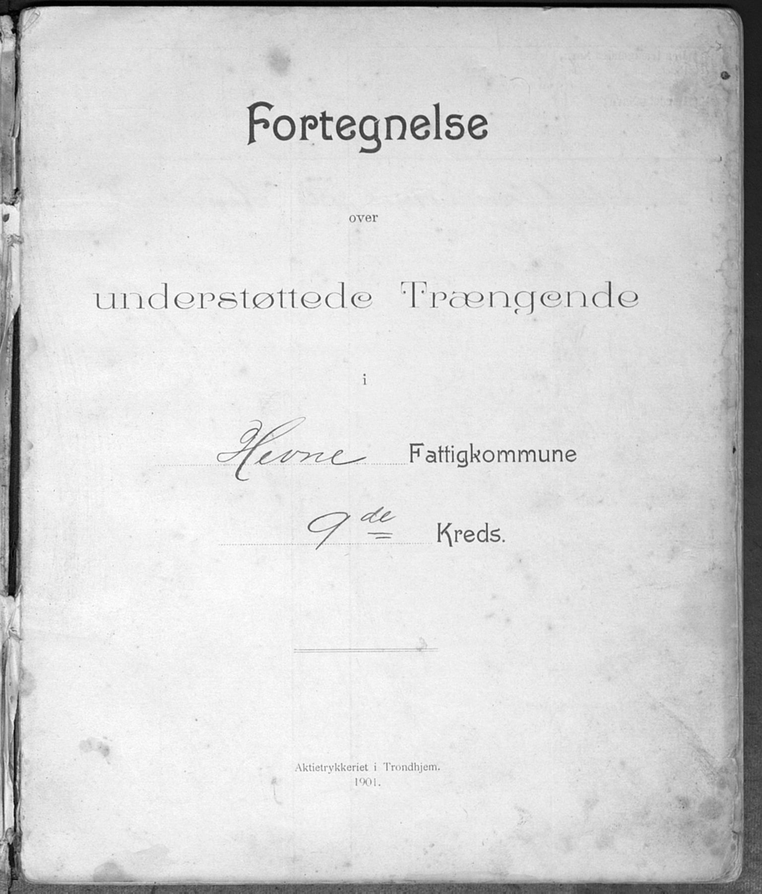 Snillfjord kommune, fattigstyre/forsorgstyre/sosialstyre, TIKA/A-1958/F/Fa/L0002: Fortegnelse over understøttede, 1900-1923