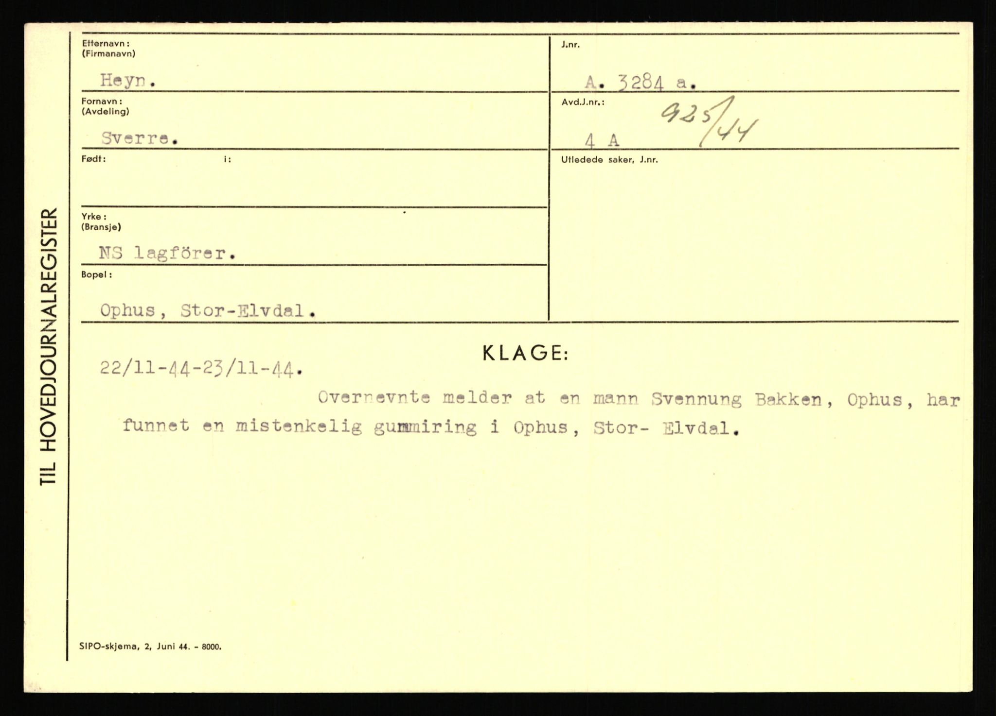 Statspolitiet - Hovedkontoret / Osloavdelingen, AV/RA-S-1329/C/Ca/L0006: Hanche - Hokstvedt, 1943-1945, p. 4194