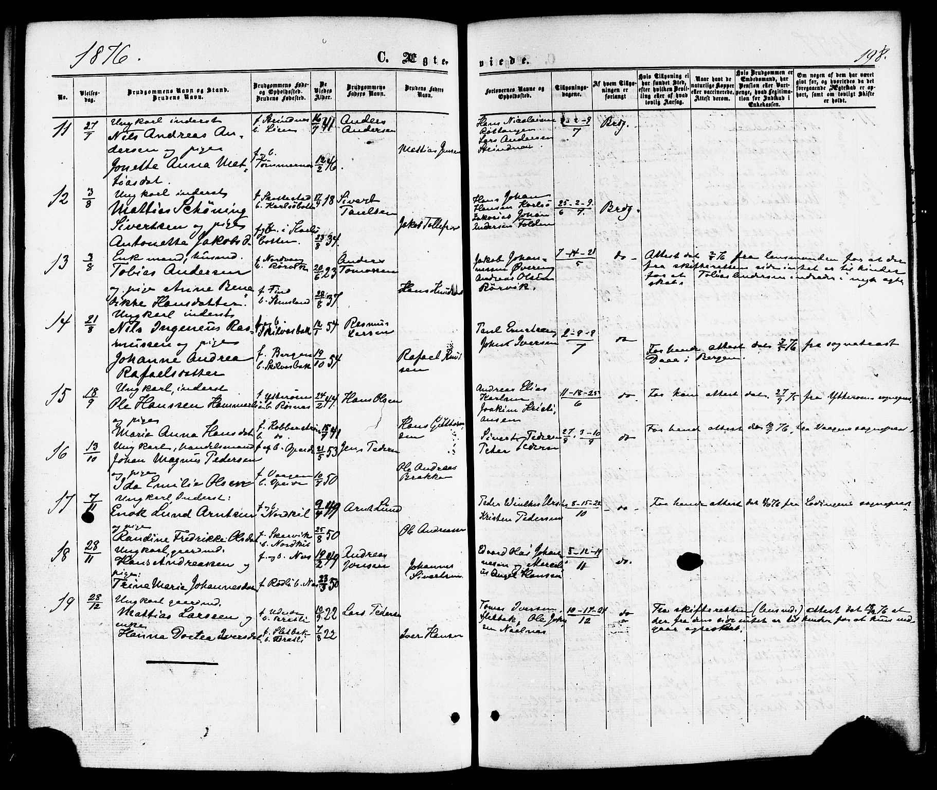 Ministerialprotokoller, klokkerbøker og fødselsregistre - Nordland, SAT/A-1459/859/L0845: Parish register (official) no. 859A05, 1863-1877, p. 198