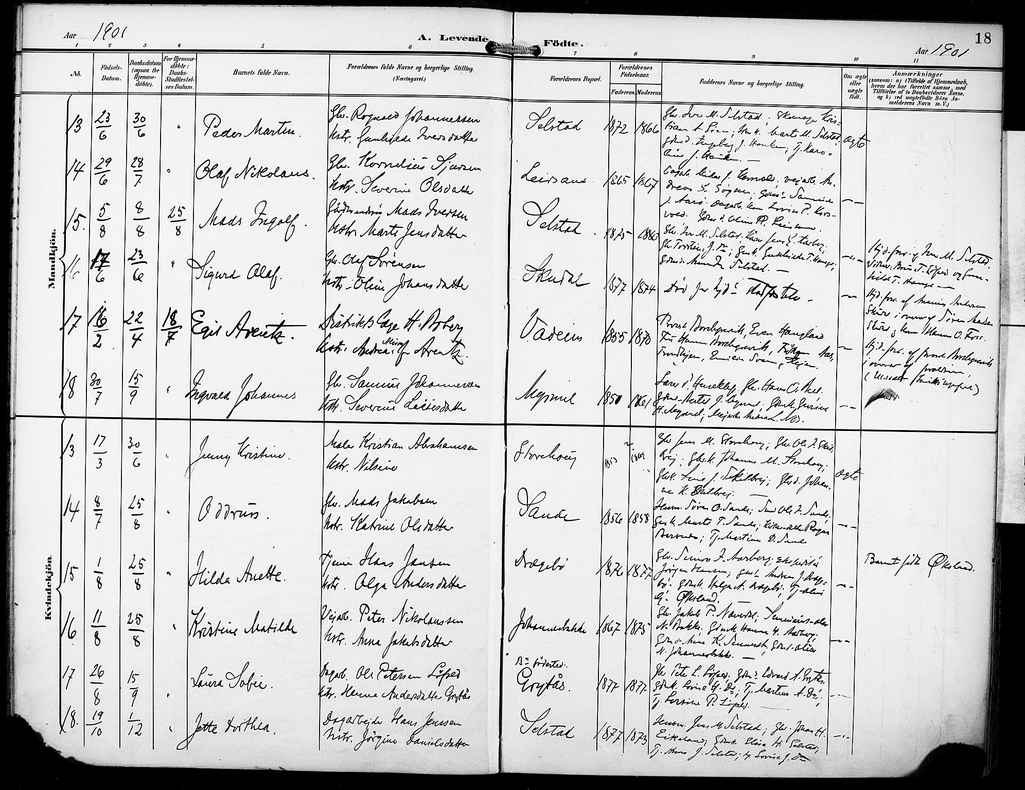 Gaular sokneprestembete, AV/SAB-A-80001/H/Haa: Parish register (official) no. B 2, 1898-1911, p. 18
