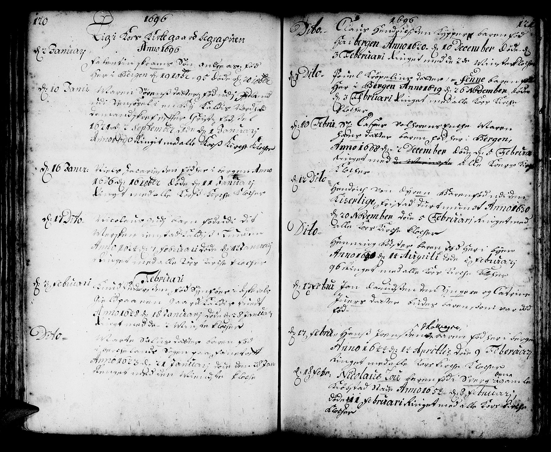 Korskirken sokneprestembete, SAB/A-76101/H/Haa/L0010: Parish register (official) no. A 10, 1688-1703, p. 120-121