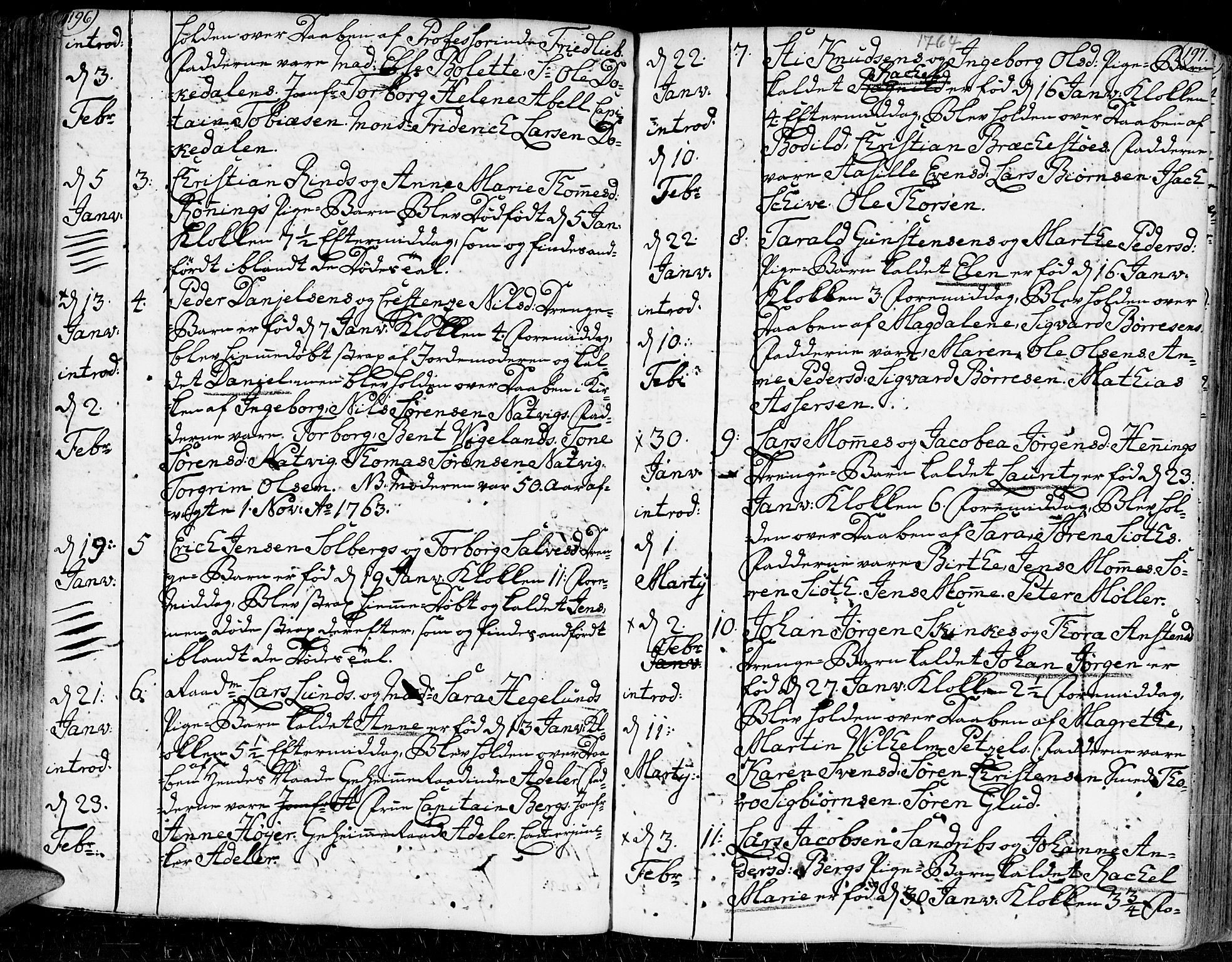 Kristiansand domprosti, SAK/1112-0006/F/Fa/L0002: Parish register (official) no. A 2, 1755-1778, p. 196-197