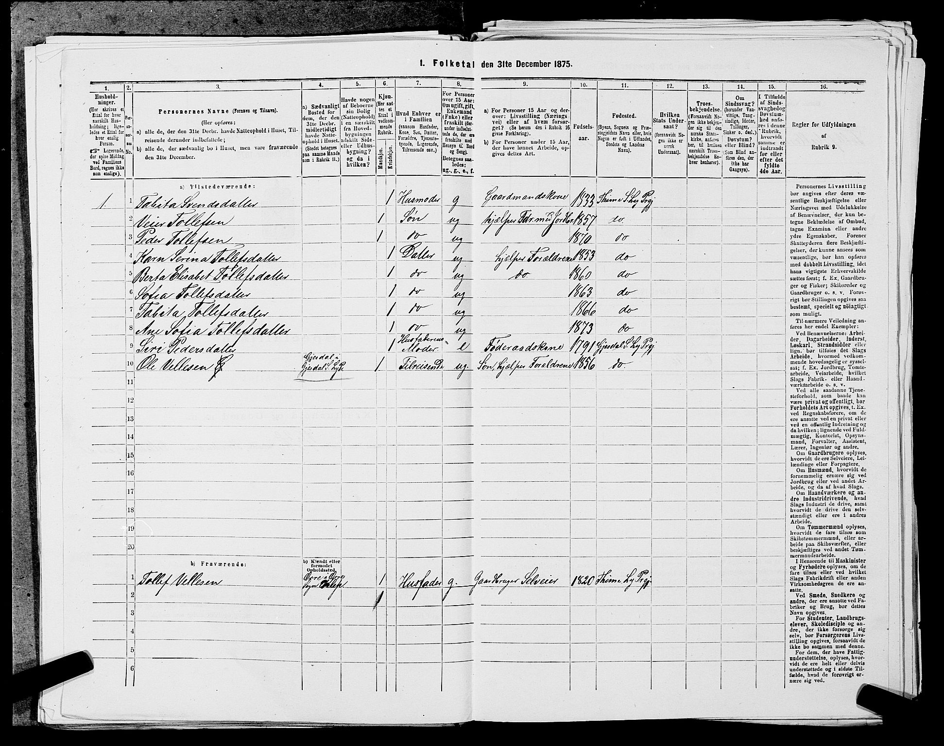 SAST, 1875 census for 1121P Lye, 1875, p. 514