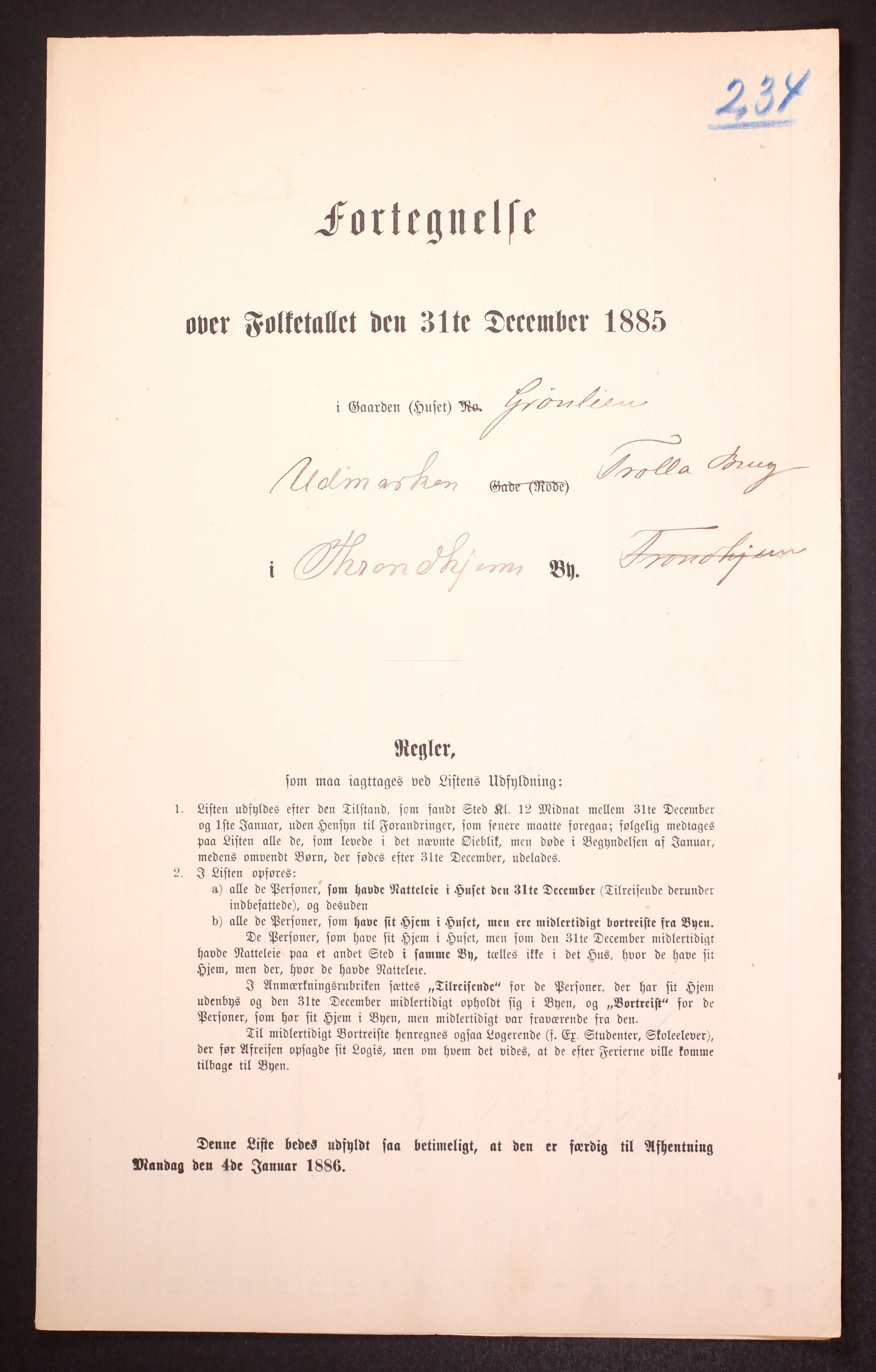 SAT, 1885 census for 1601 Trondheim, 1885, p. 3777