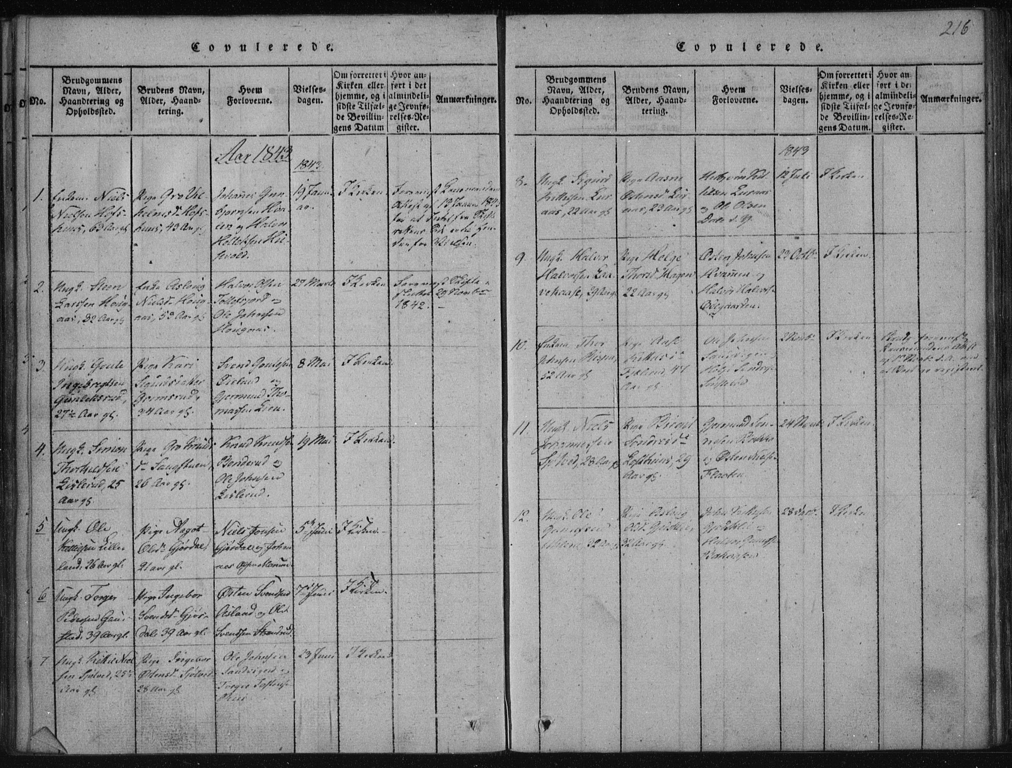 Tinn kirkebøker, AV/SAKO-A-308/F/Fa/L0004: Parish register (official) no. I 4, 1815-1843, p. 215b-216a