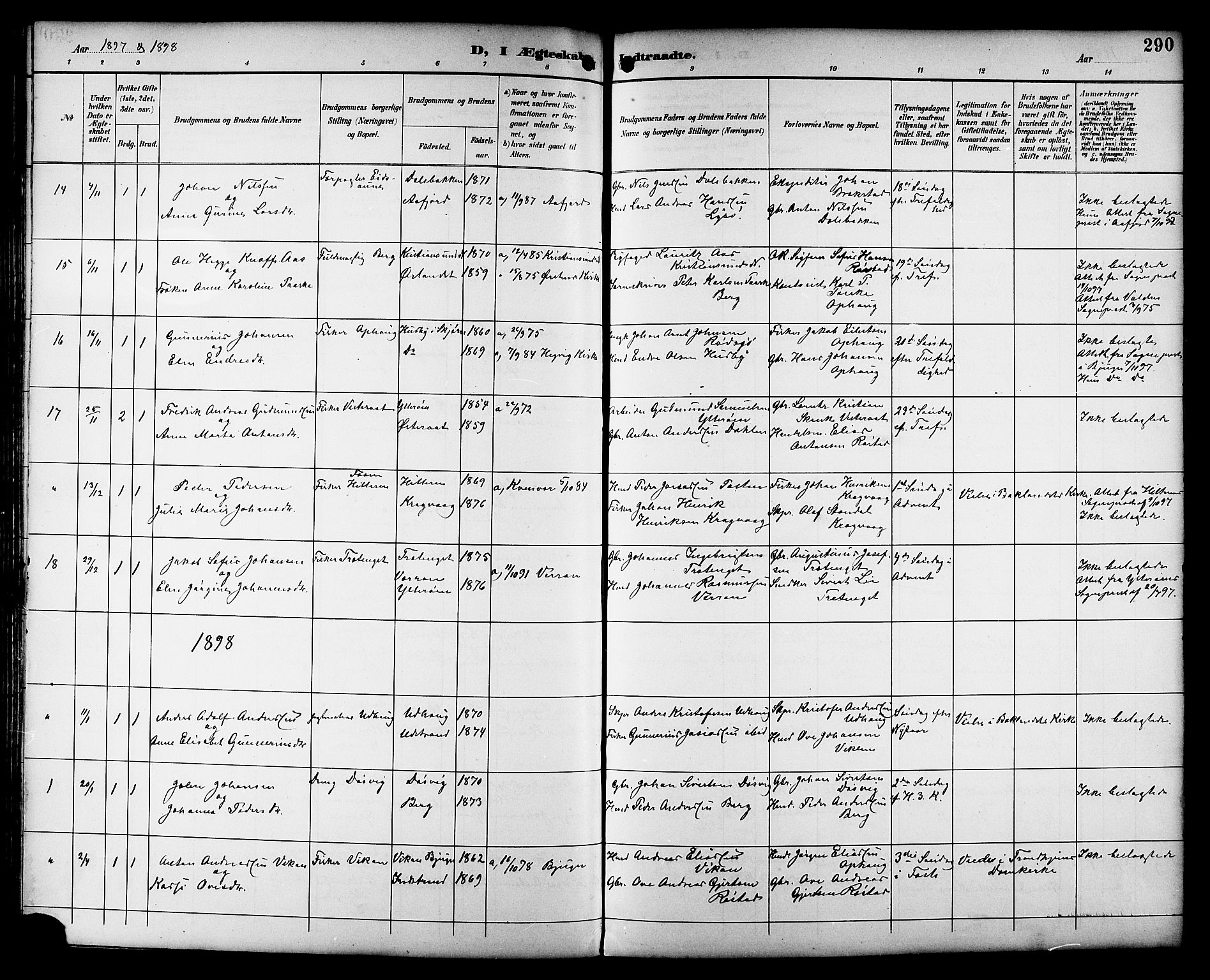Ministerialprotokoller, klokkerbøker og fødselsregistre - Sør-Trøndelag, SAT/A-1456/659/L0746: Parish register (copy) no. 659C03, 1893-1912, p. 290