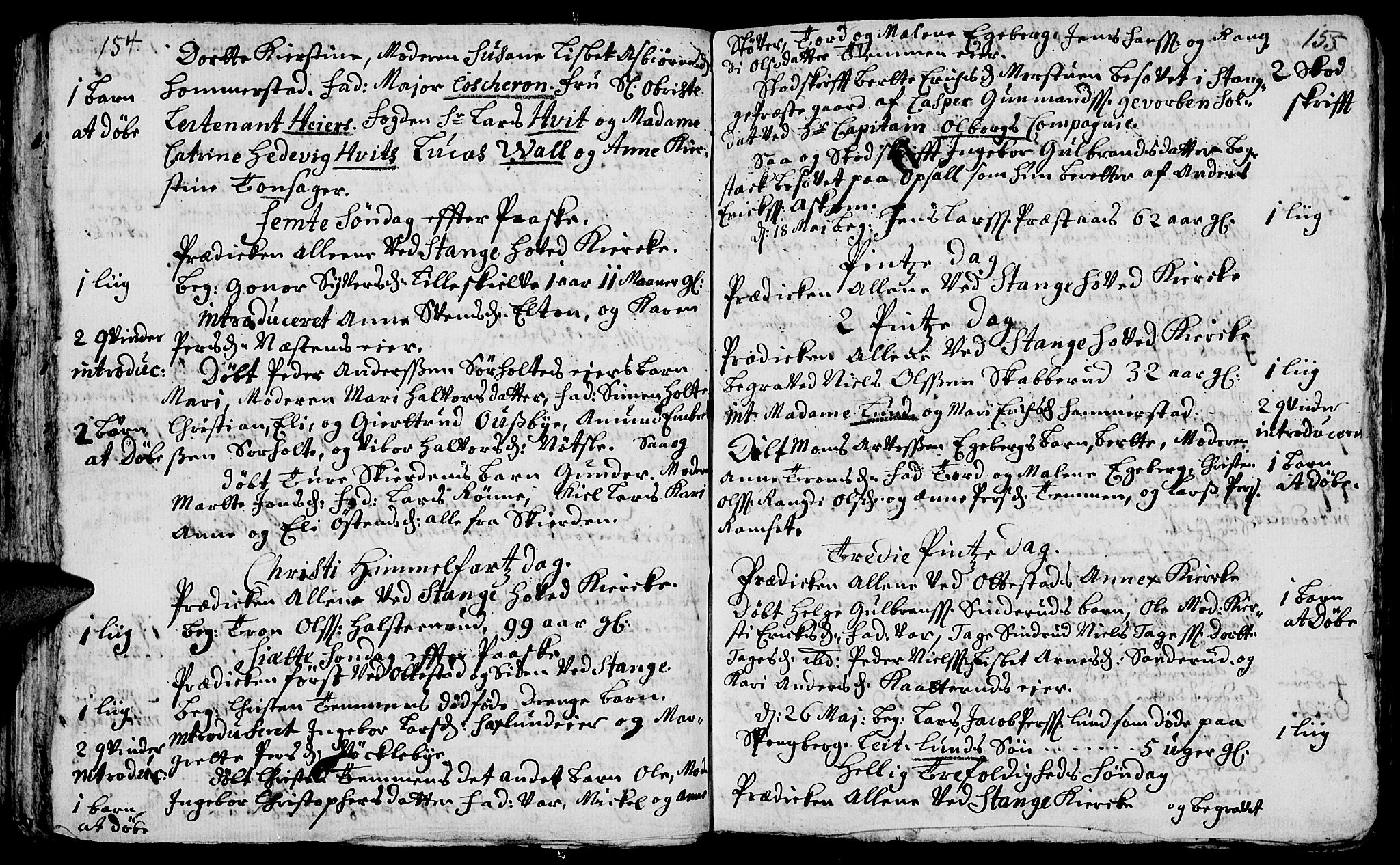 Stange prestekontor, AV/SAH-PREST-002/K/L0003: Parish register (official) no. 3, 1732-1738, p. 154-155