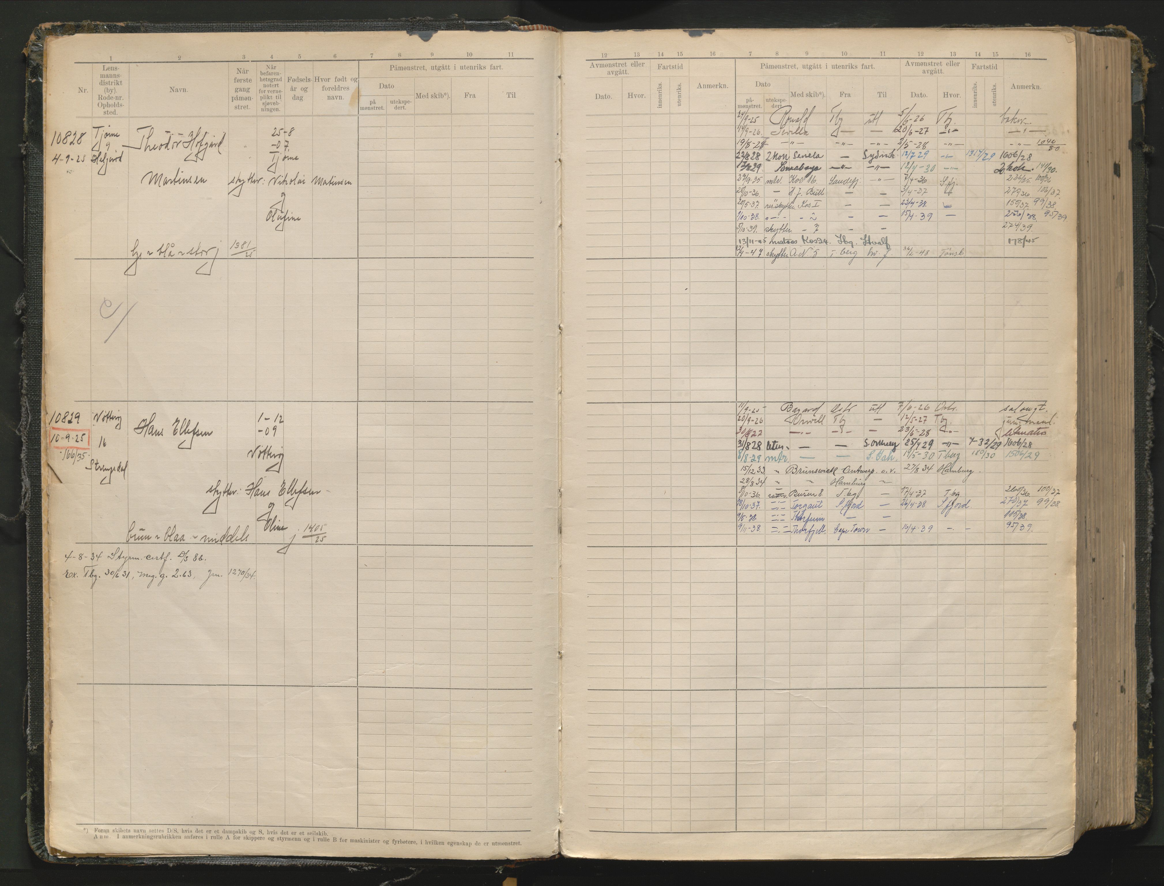 Tønsberg innrulleringskontor, AV/SAKO-A-786/F/Fc/Fcb/L0012: Hovedrulle Patent nr. 10828-12216, 1925-1948