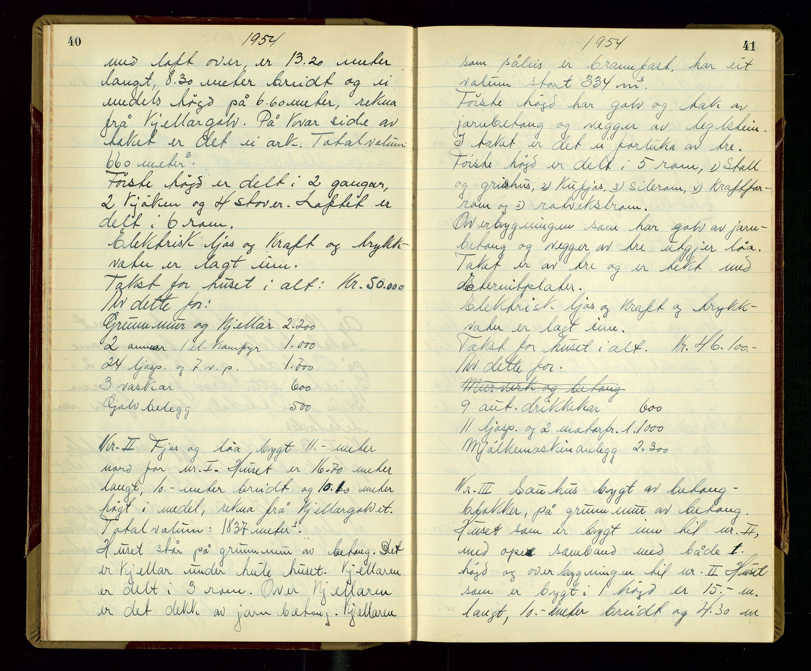 Gjesdal lensmannskontor, AV/SAST-A-100441/Go/L0006: Branntakstprotokoll, 1954-1955, p. 40-41