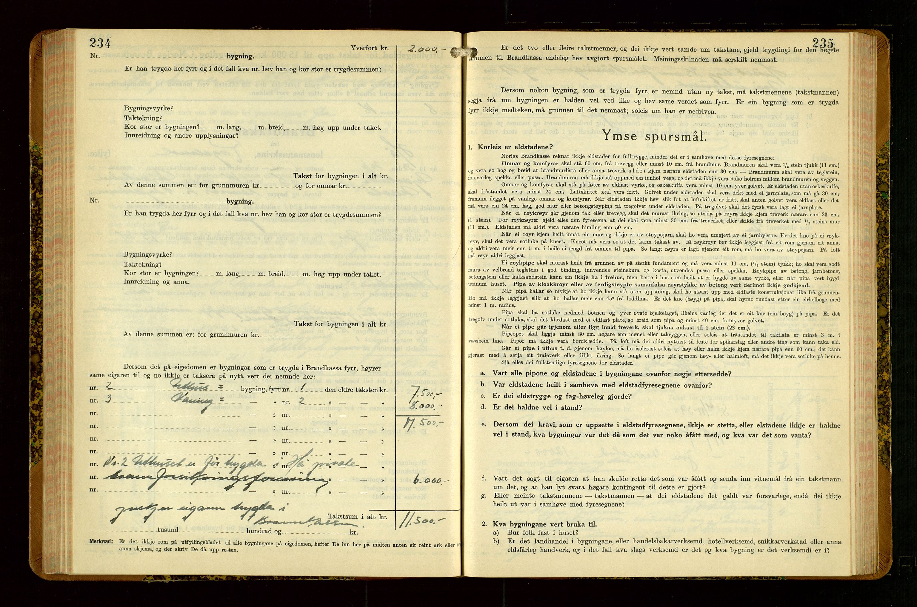 Hå lensmannskontor, SAST/A-100456/Goa/L0007: Takstprotokoll (skjema), 1938-1949, p. 234-235