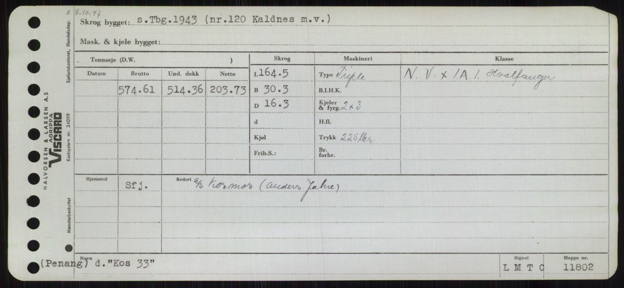 Sjøfartsdirektoratet med forløpere, Skipsmålingen, AV/RA-S-1627/H/Hb/L0003: Fartøy, I-N, p. 165