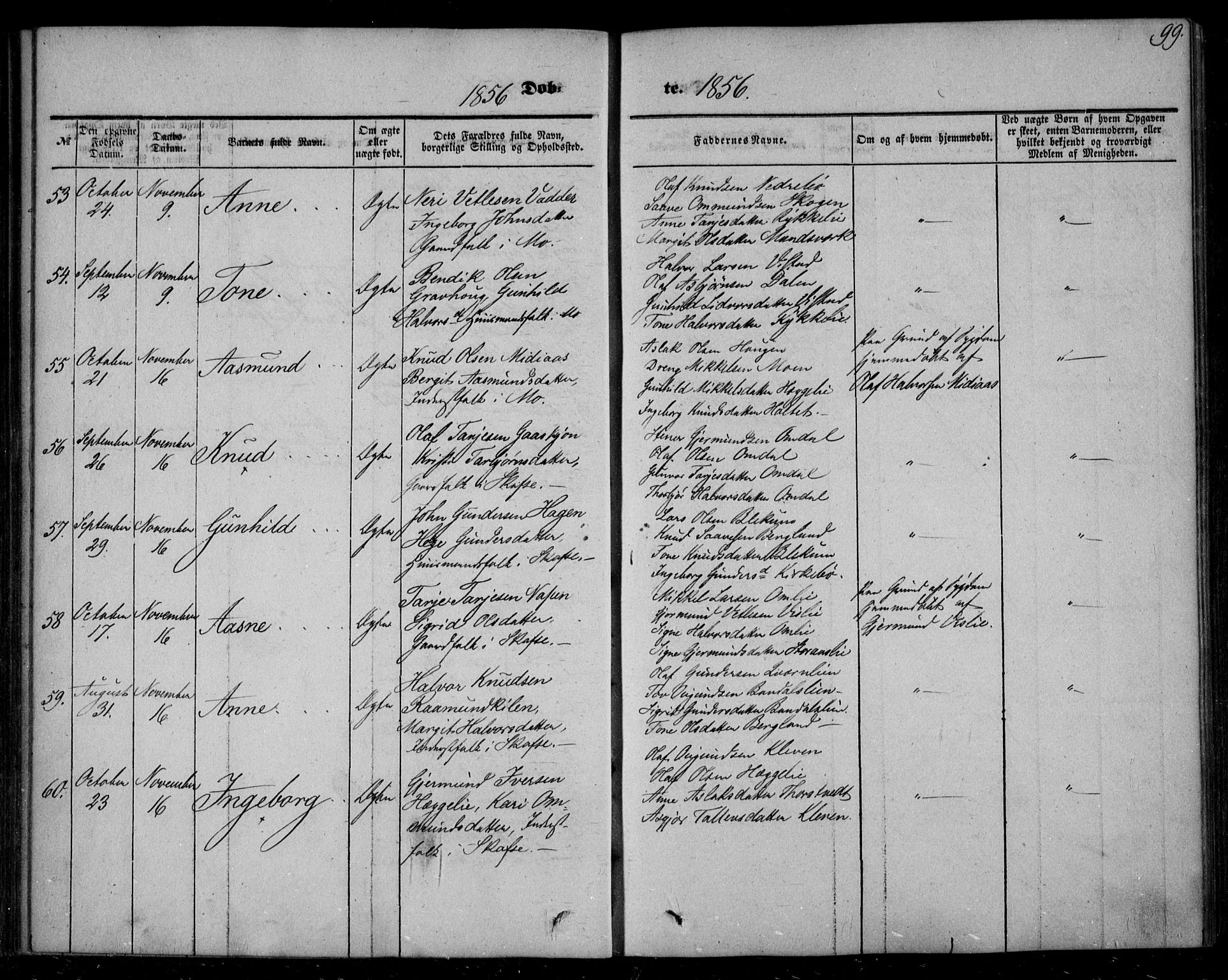 Mo kirkebøker, SAKO/A-286/F/Fa/L0005: Parish register (official) no. I 5, 1844-1864, p. 99