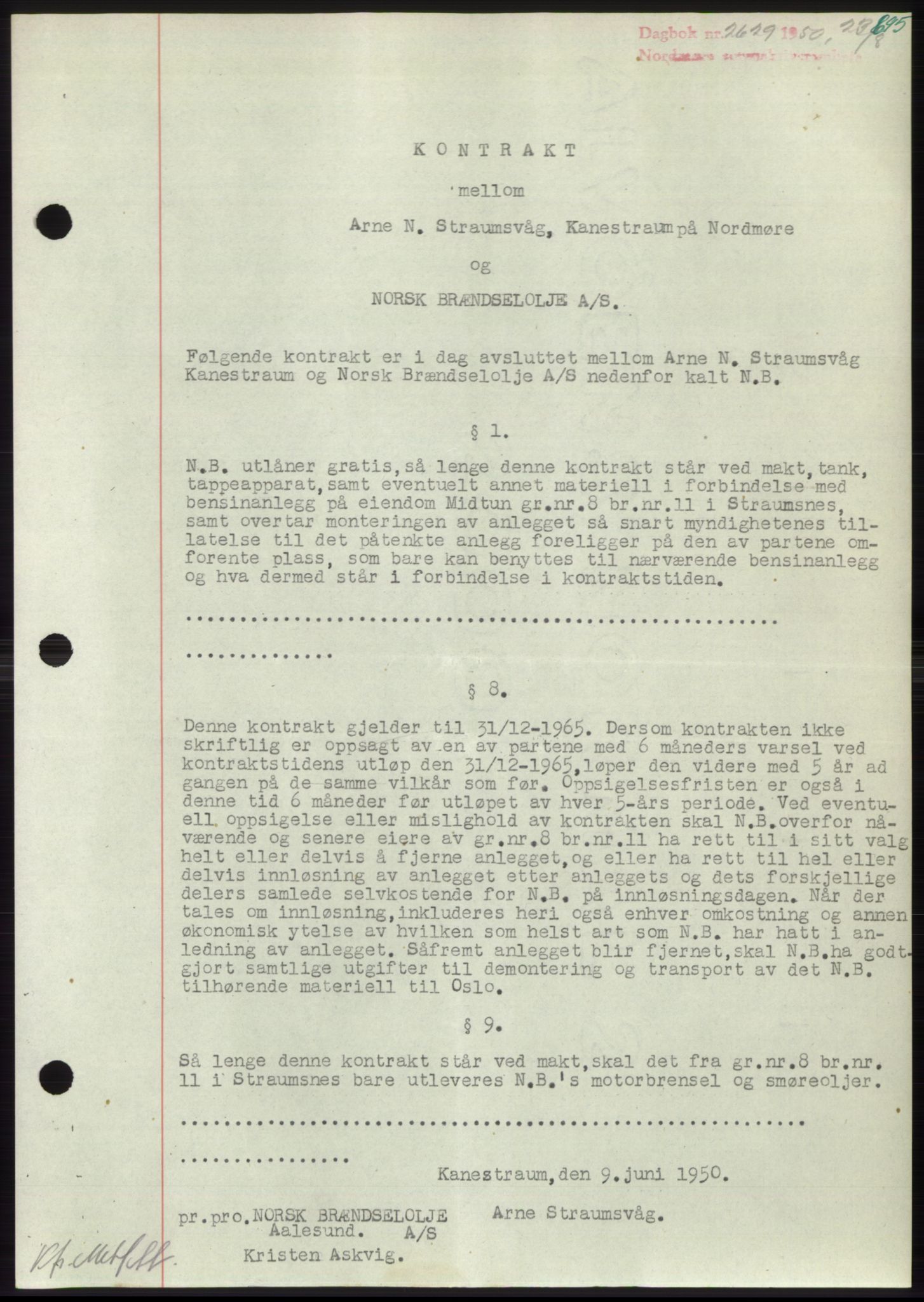 Nordmøre sorenskriveri, AV/SAT-A-4132/1/2/2Ca: Mortgage book no. B105, 1950-1950, Diary no: : 2629/1950