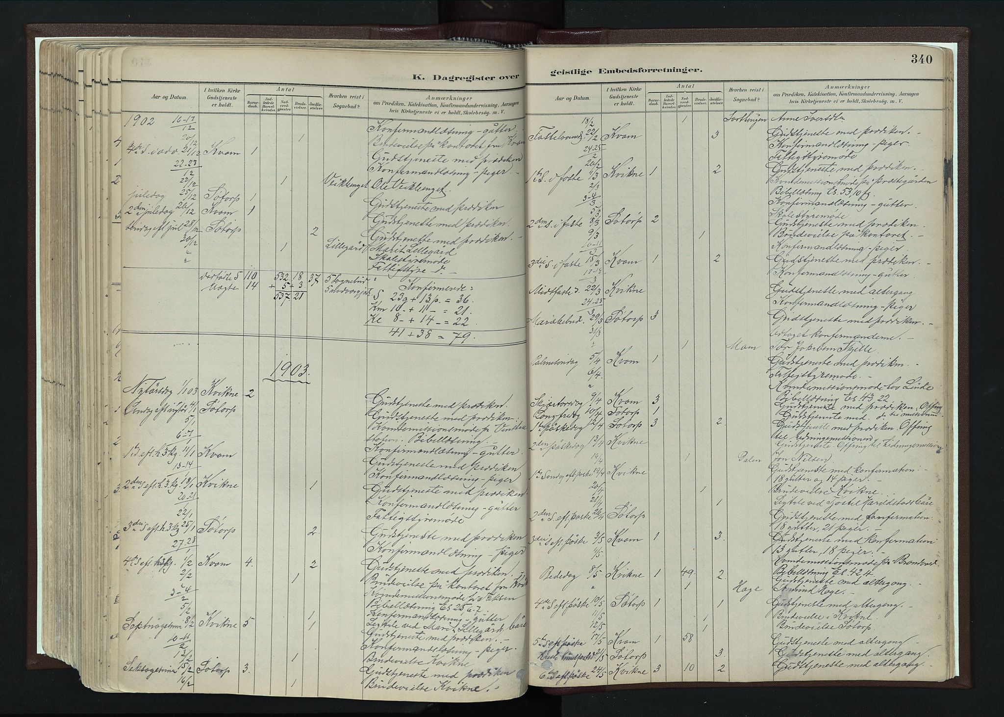 Nord-Fron prestekontor, SAH/PREST-080/H/Ha/Haa/L0004: Parish register (official) no. 4, 1884-1914, p. 340