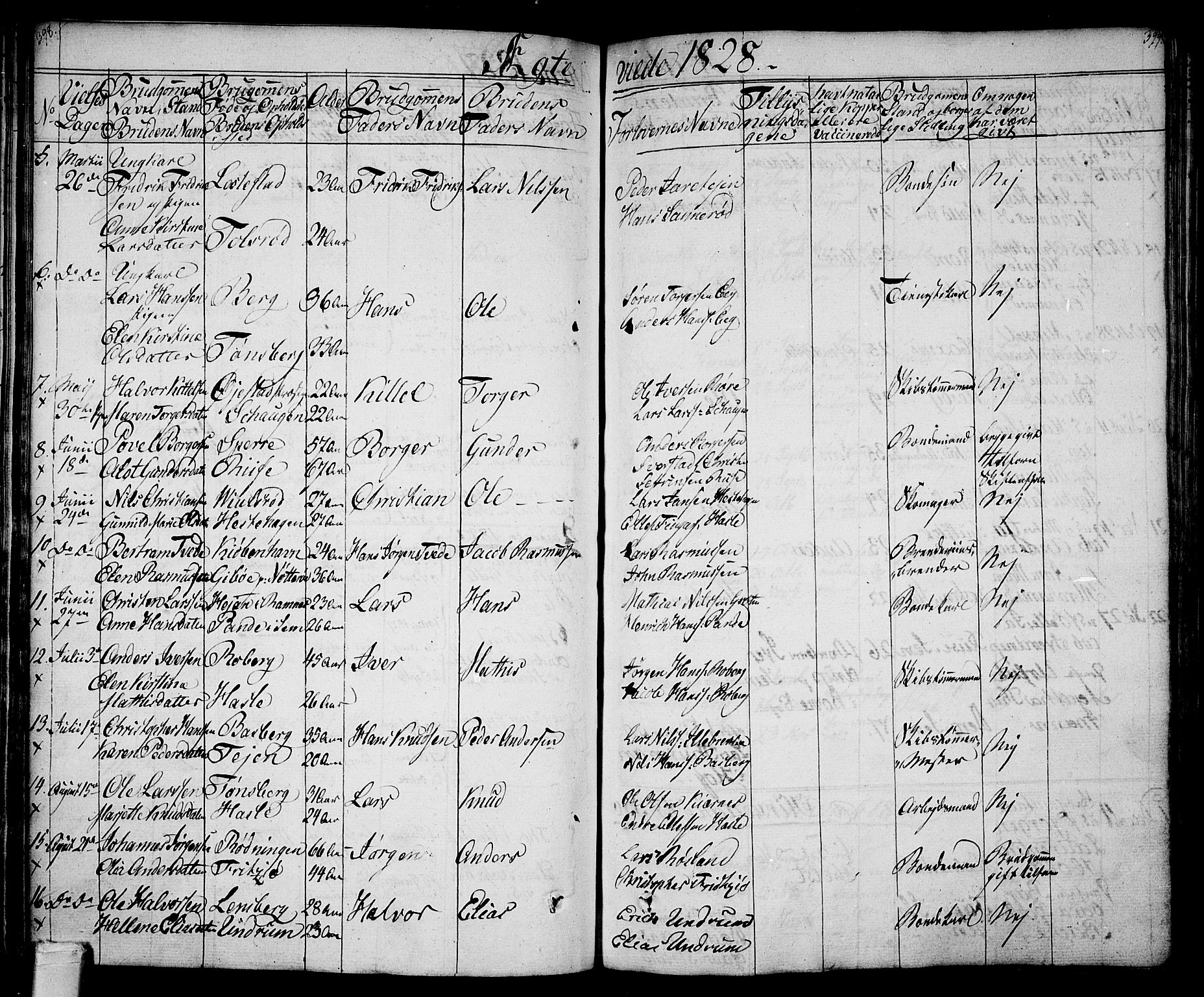 Sem kirkebøker, AV/SAKO-A-5/F/Fa/L0005: Parish register (official) no. I 5, 1825-1842, p. 398-399