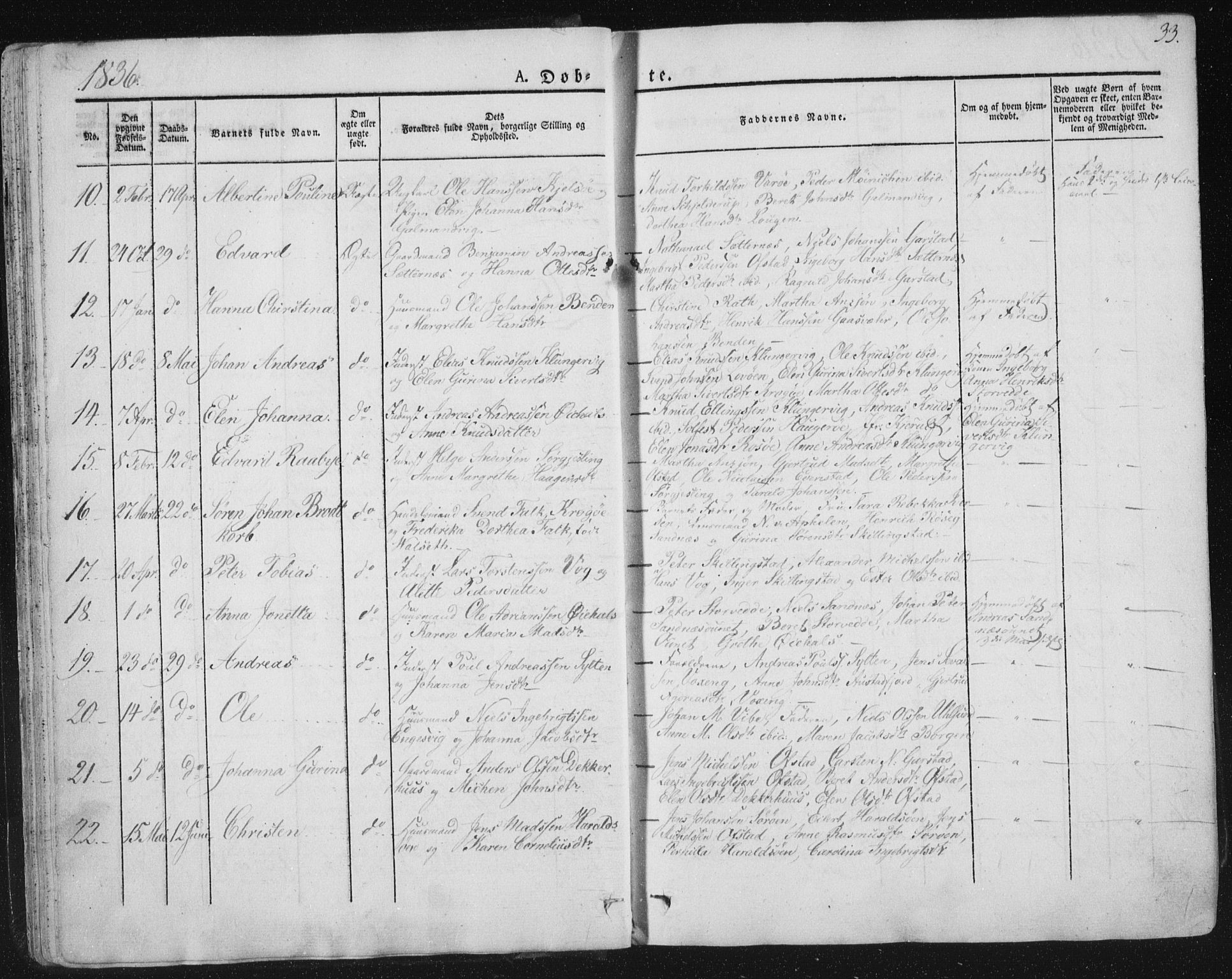 Ministerialprotokoller, klokkerbøker og fødselsregistre - Nord-Trøndelag, SAT/A-1458/784/L0669: Parish register (official) no. 784A04, 1829-1859, p. 33