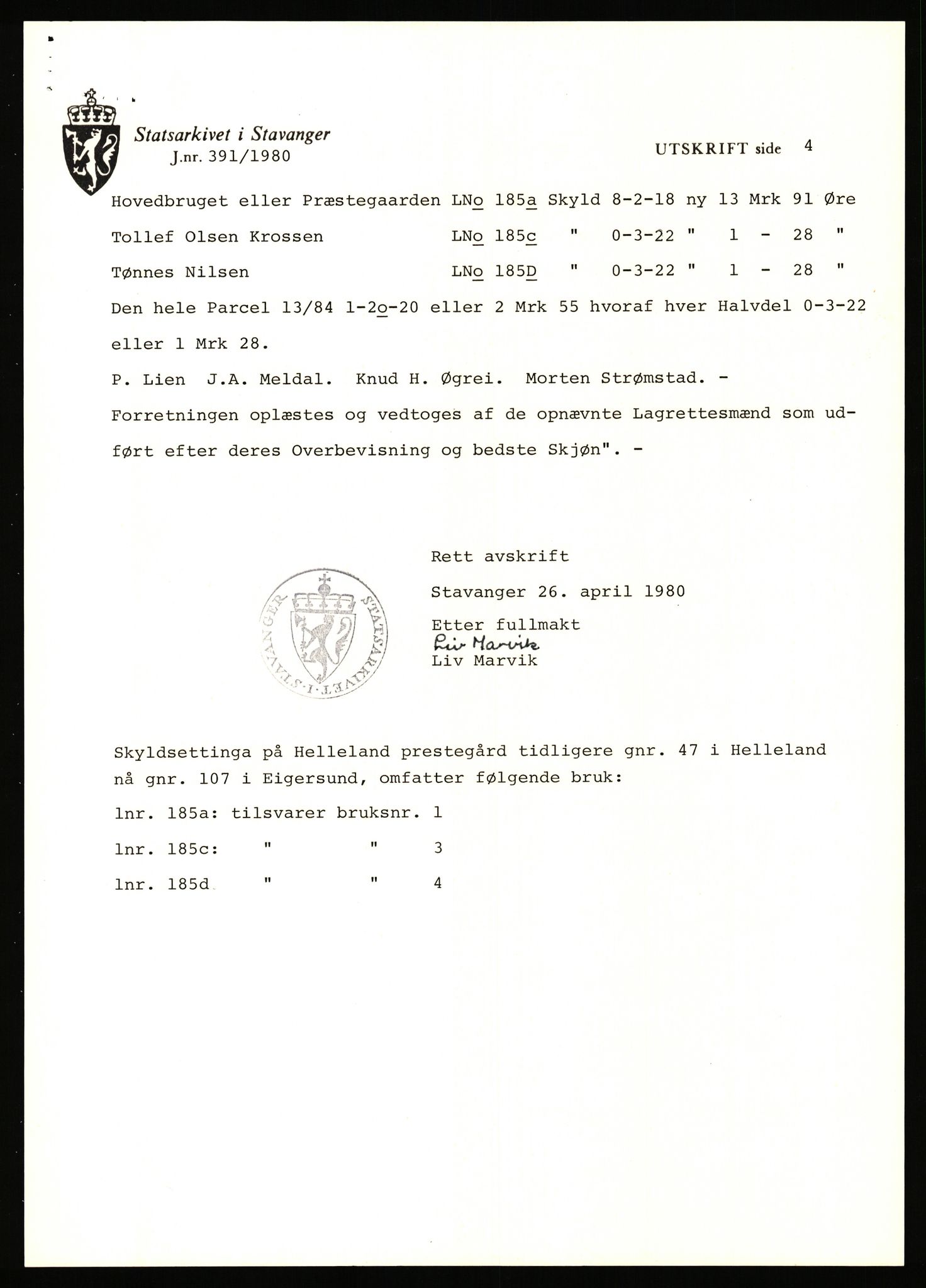 Statsarkivet i Stavanger, AV/SAST-A-101971/03/Y/Yj/L0066: Avskrifter sortert etter gårdsnavn: Pedersro - Prestegården i Suldal, 1750-1930, p. 173